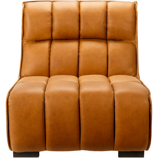 Surya Belfort Modern Channeled Cognac Brown Leather Accent Chair - Image 3