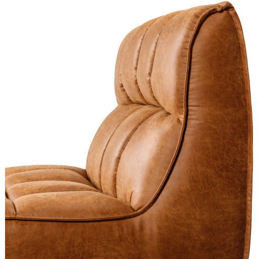 Surya Belfort Modern Channeled Cognac Brown Bonded Leather Accent Chair - Image 3