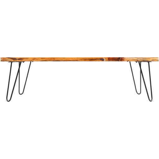 Surya Bergen Modern Wood Top With Black Metal Base Rectangular Coffee Table BGE-002 - Image 3