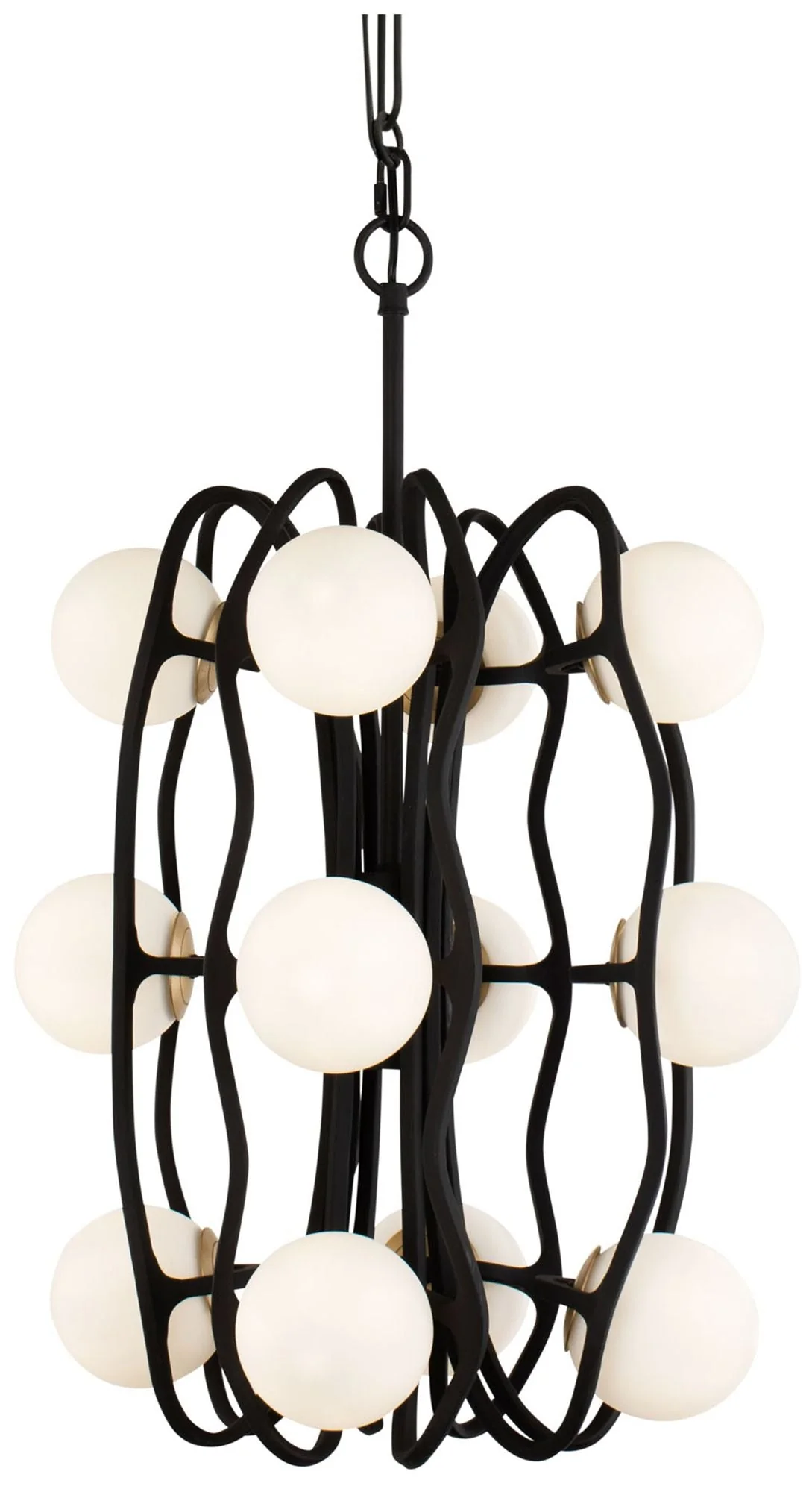 Black Betty 17" Wide 12-Lt Carbon French Gold Pendant - Image 1