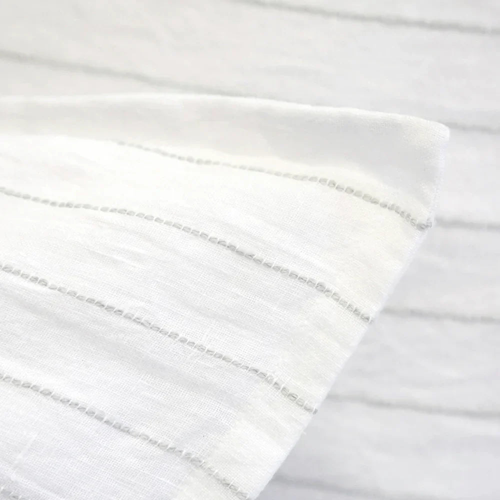 Pom Pom at Home Blake White & Ocean Striped Linen Duvet Cover and Shams ~ Available in Queen and King Sizes - Image 2