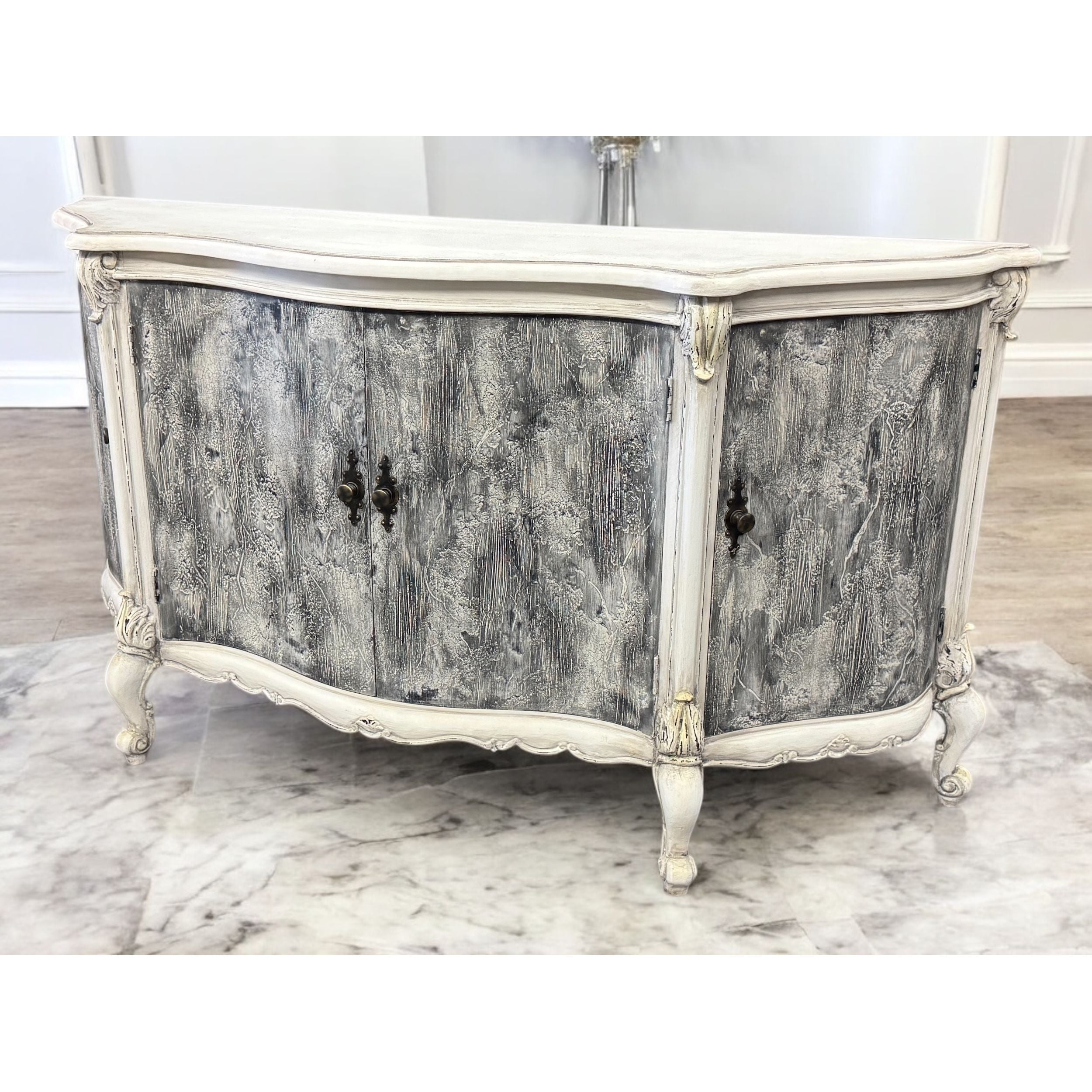 Casa Bonita Peruvian Hand-Painted Carved Wood Blanche Buffet - Image 3