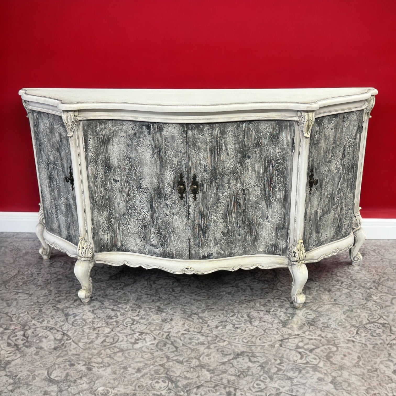 Casa Bonita Peruvian Hand-Painted Carved Wood Blanche Buffet - Image 1