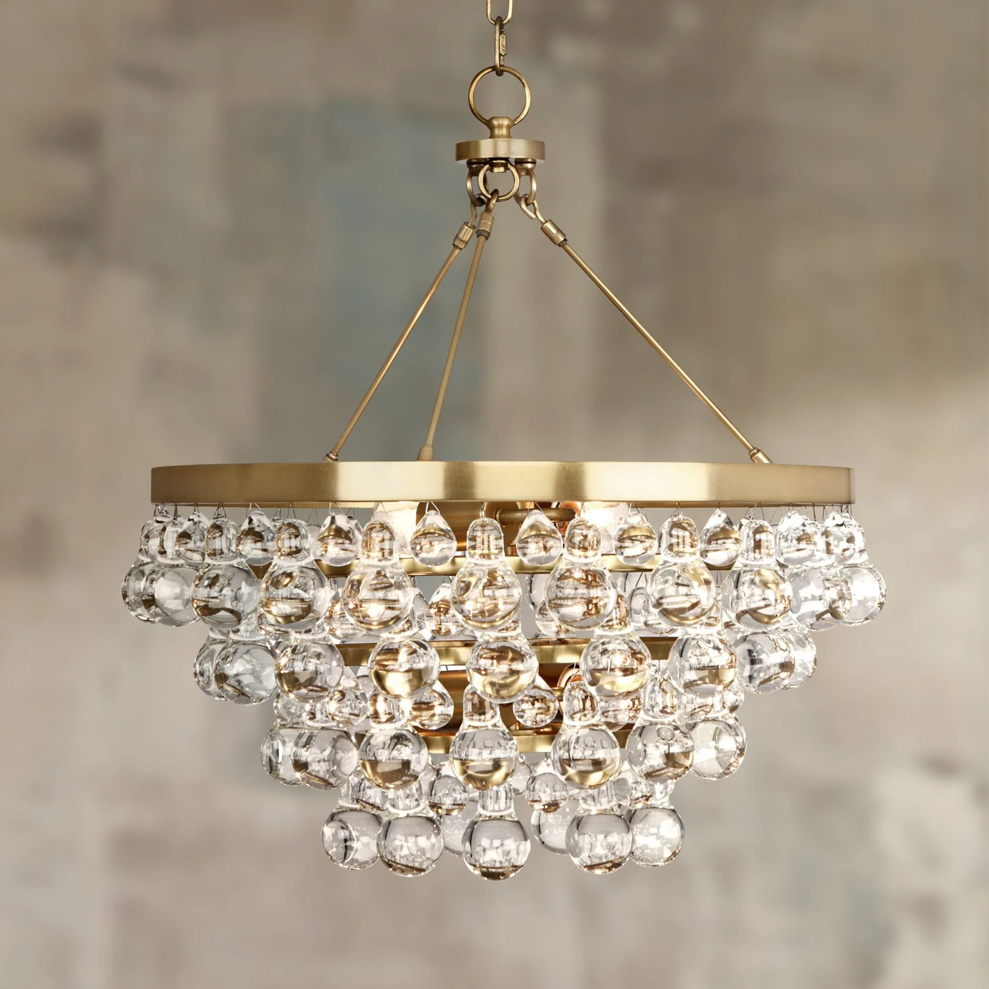 Bling 20 1/2" Wide Antique Brass Glass Chandelier - Image 1