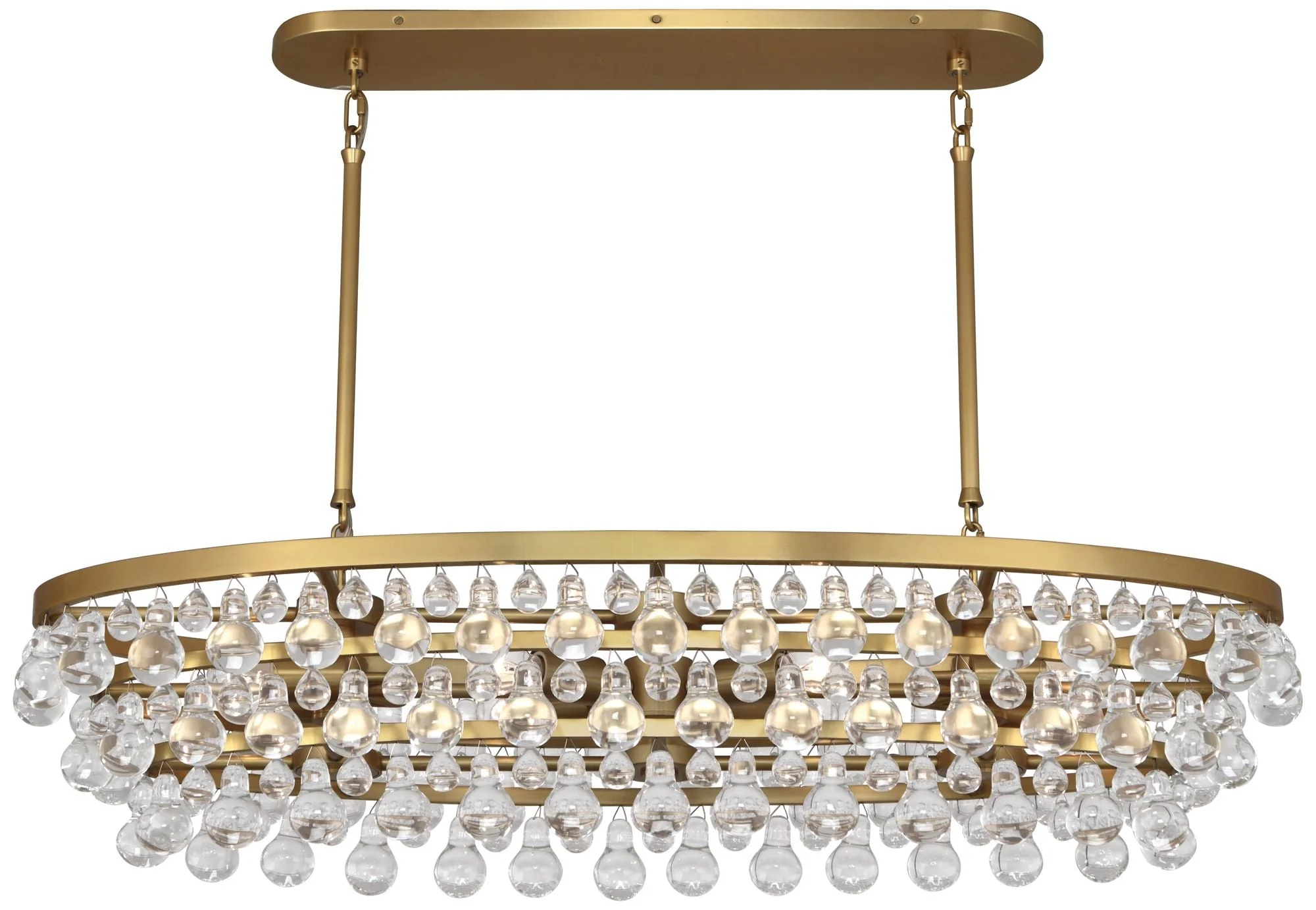 Bling Chandelier Brass with Glass Drops 19 x 42 oval - Image 1