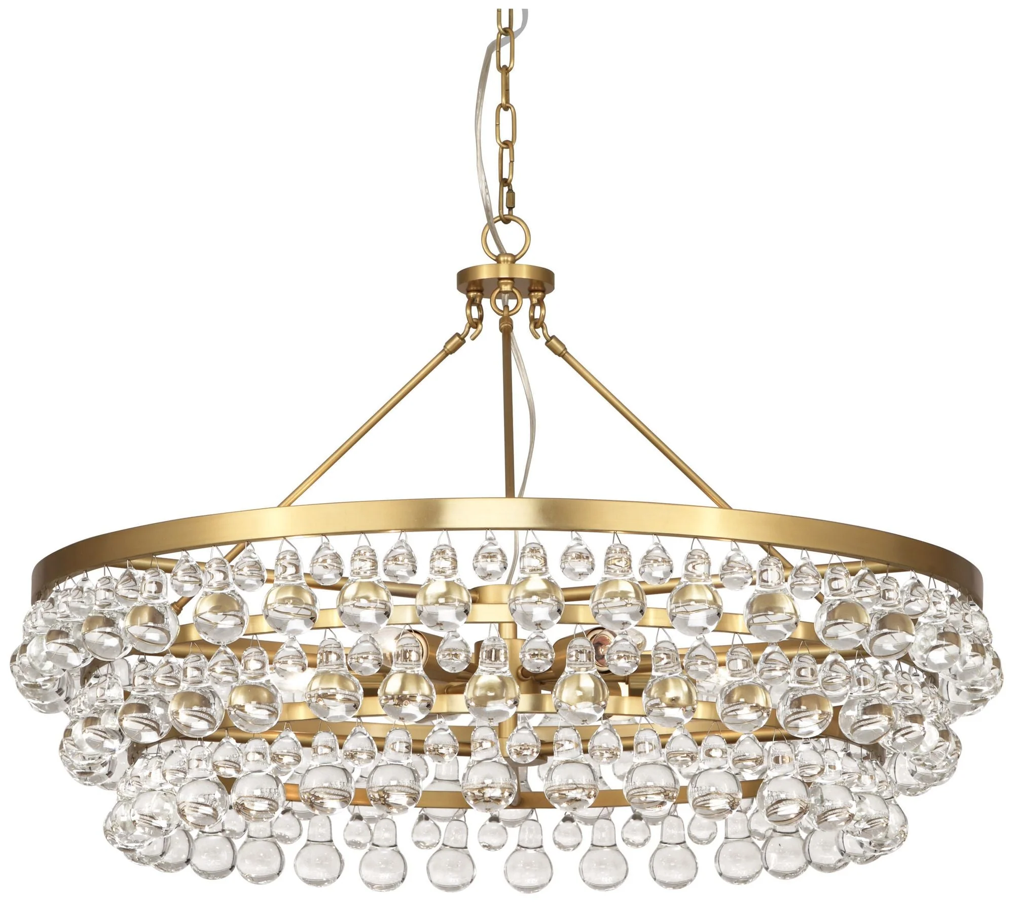 Bling Chandelier Brass with Glass Drops 35" - Image 1