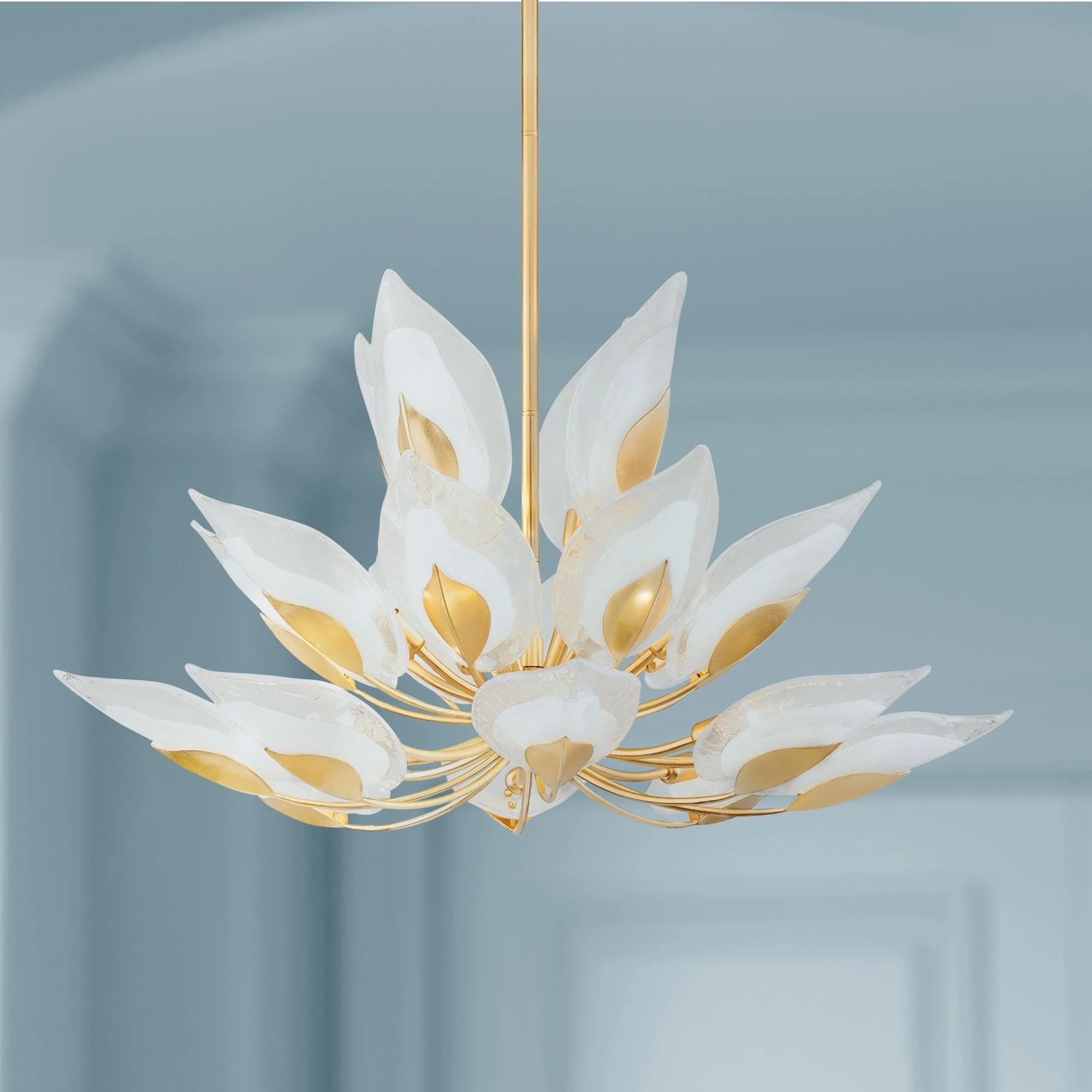 Blossom 40 1/2" Wide Gold Leaf w/ Clear Glass Chandelier - Image 1