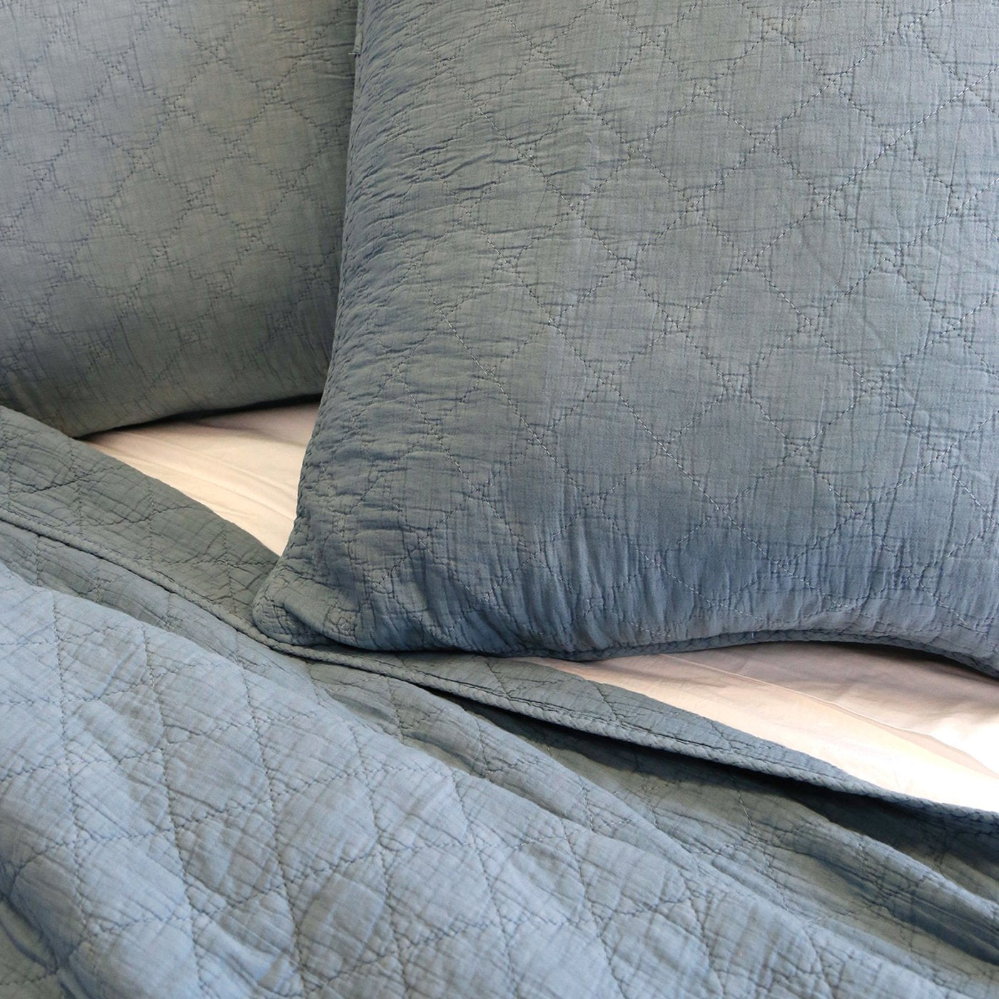 Pom Pom at Home Huntington Dusty Blue Coverlet and Euro Shams ~ Available in Queen and King Sizes - Image 2