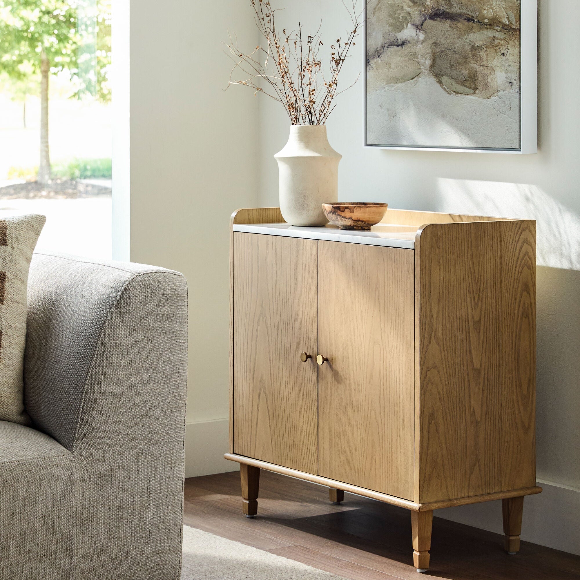 Becki Owens x LIVABLISS Arista 2-Door Marble Topped Cabinet