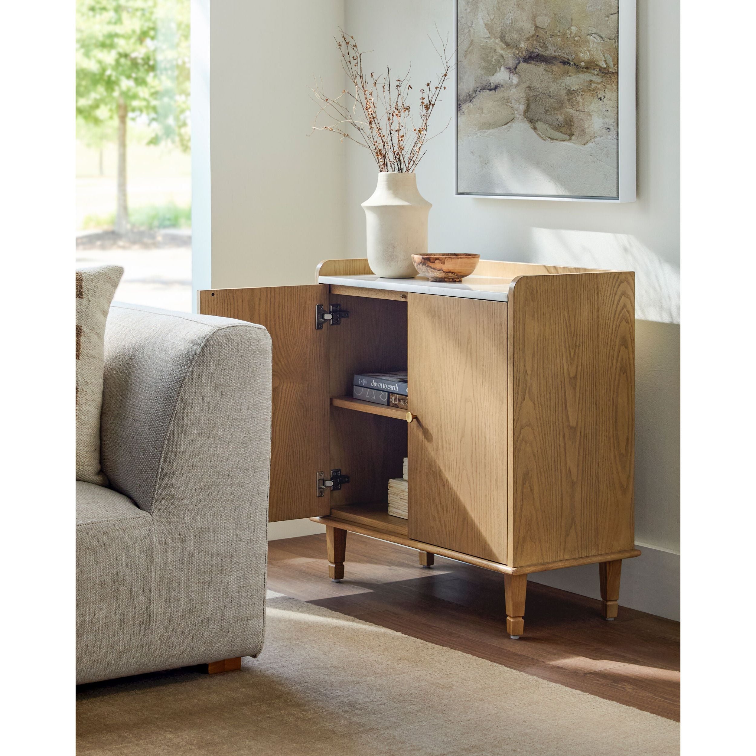 Becki Owens x LIVABLISS Arista 2-Door Marble Topped Cabinet - Image 2