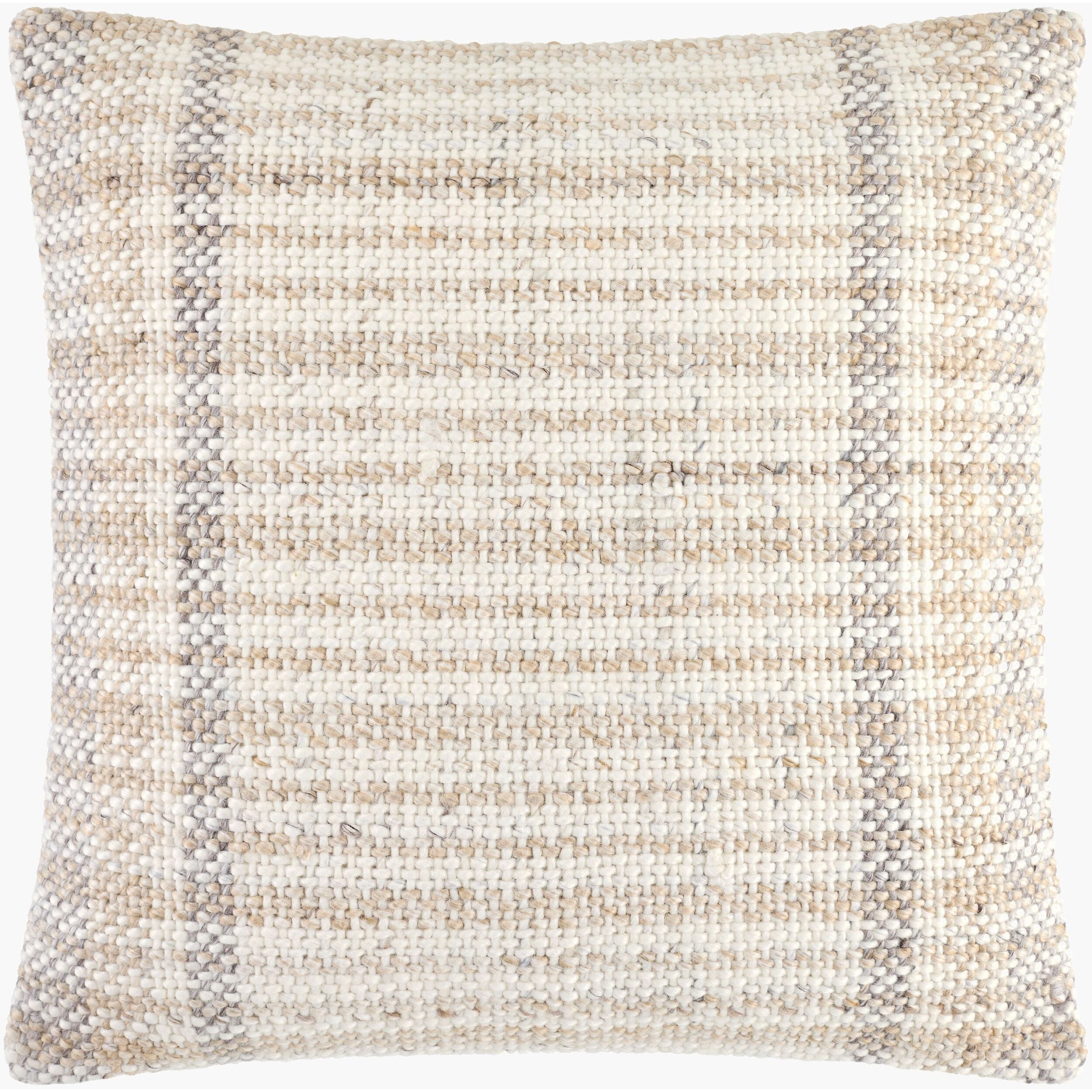 Becki Owens x LIVABLISS Amaya Pillow in Cream with Light Gray and Tan Stripes - Image 2