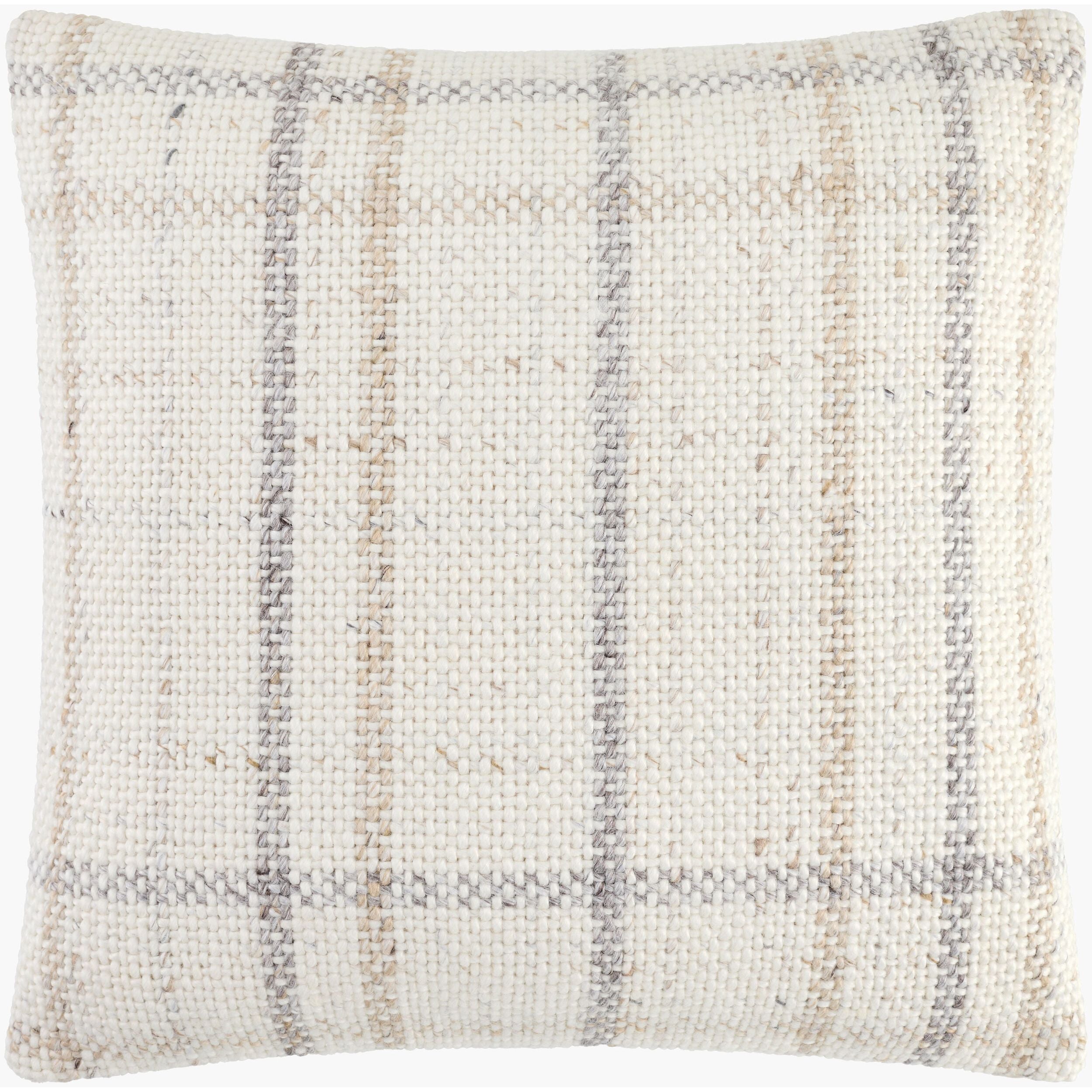 Becki Owens x LIVABLISS Amaya Pillow in Cream with Taupe and Gray Plaid - Image 2