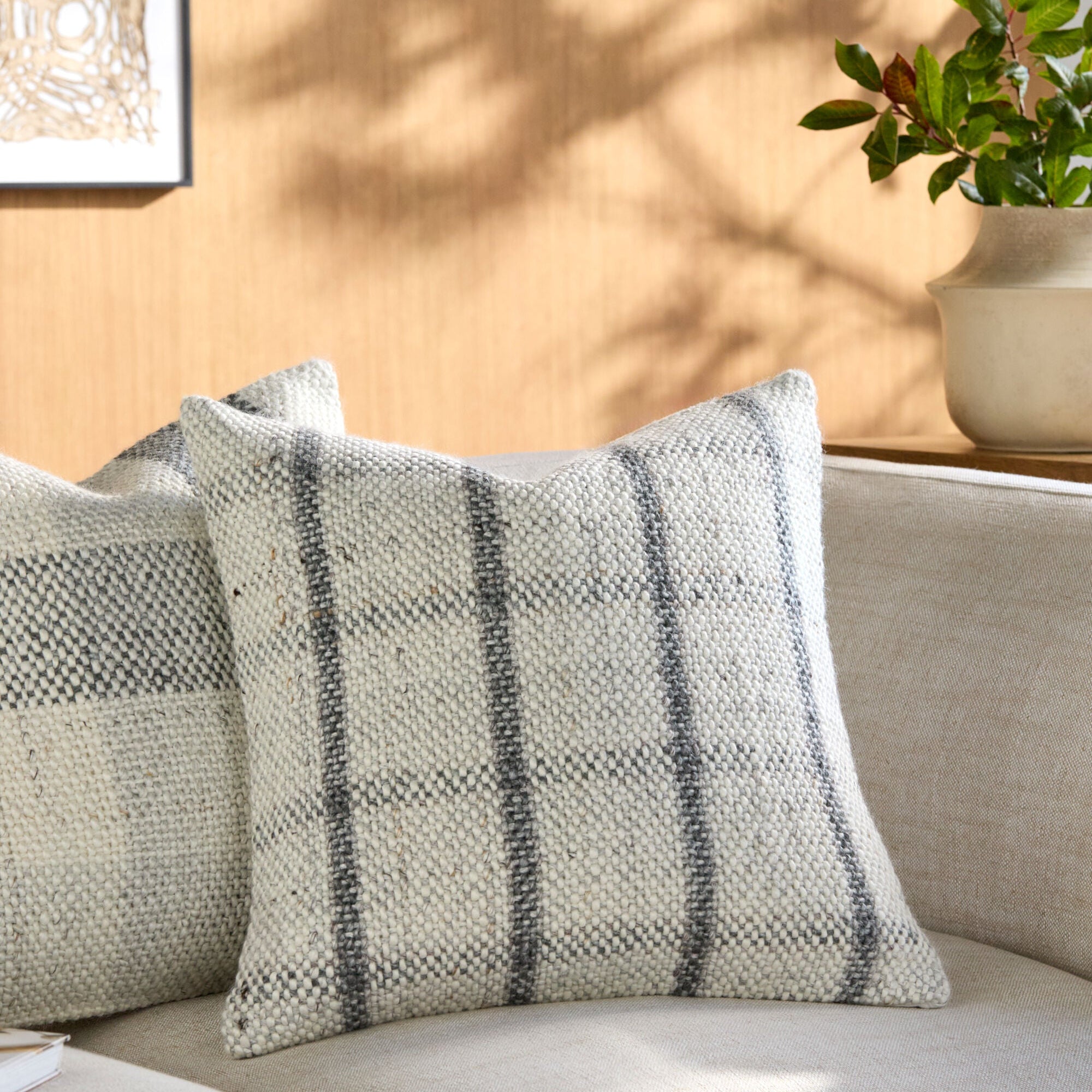 Becki Owens x LIVABLISS Amaya Pillow in Dove Gray Plaid