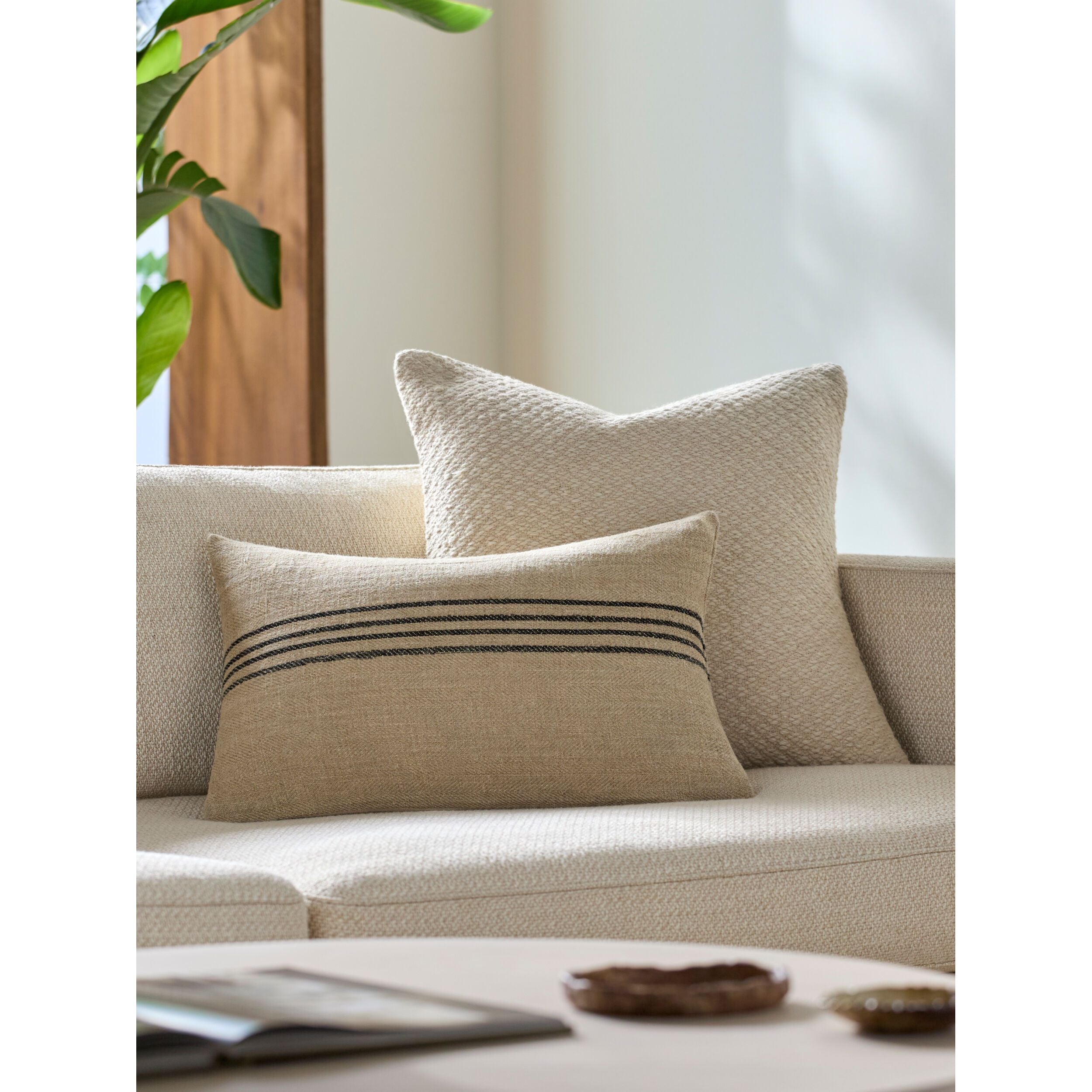 Becki Owens x LIVABLISS Brett Pillow in Cream with Thin Black Stripes - Image 2