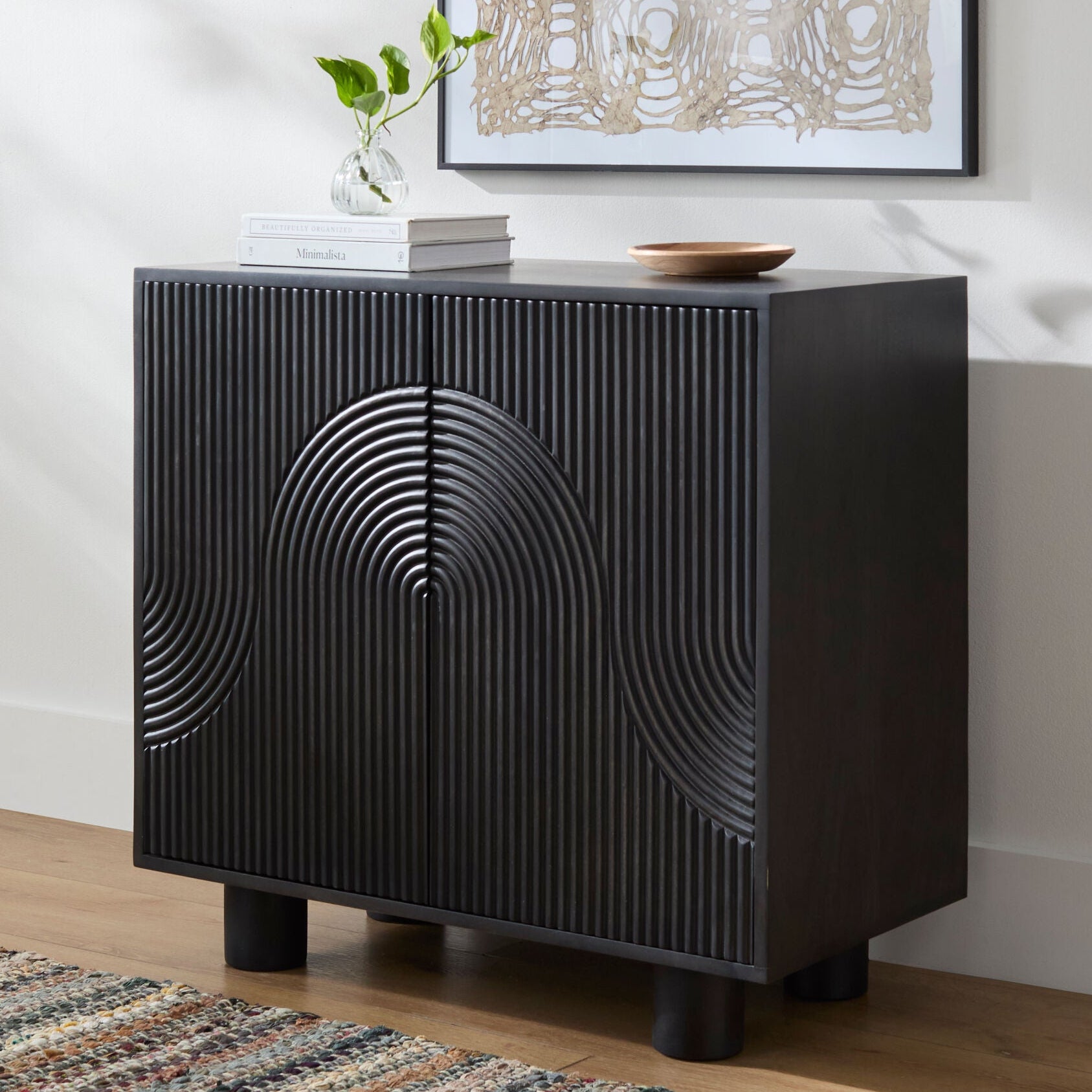 Becki Owens x LIVABLISS Ceilo Wood Cabinet in Black Lacquered Mango Wood