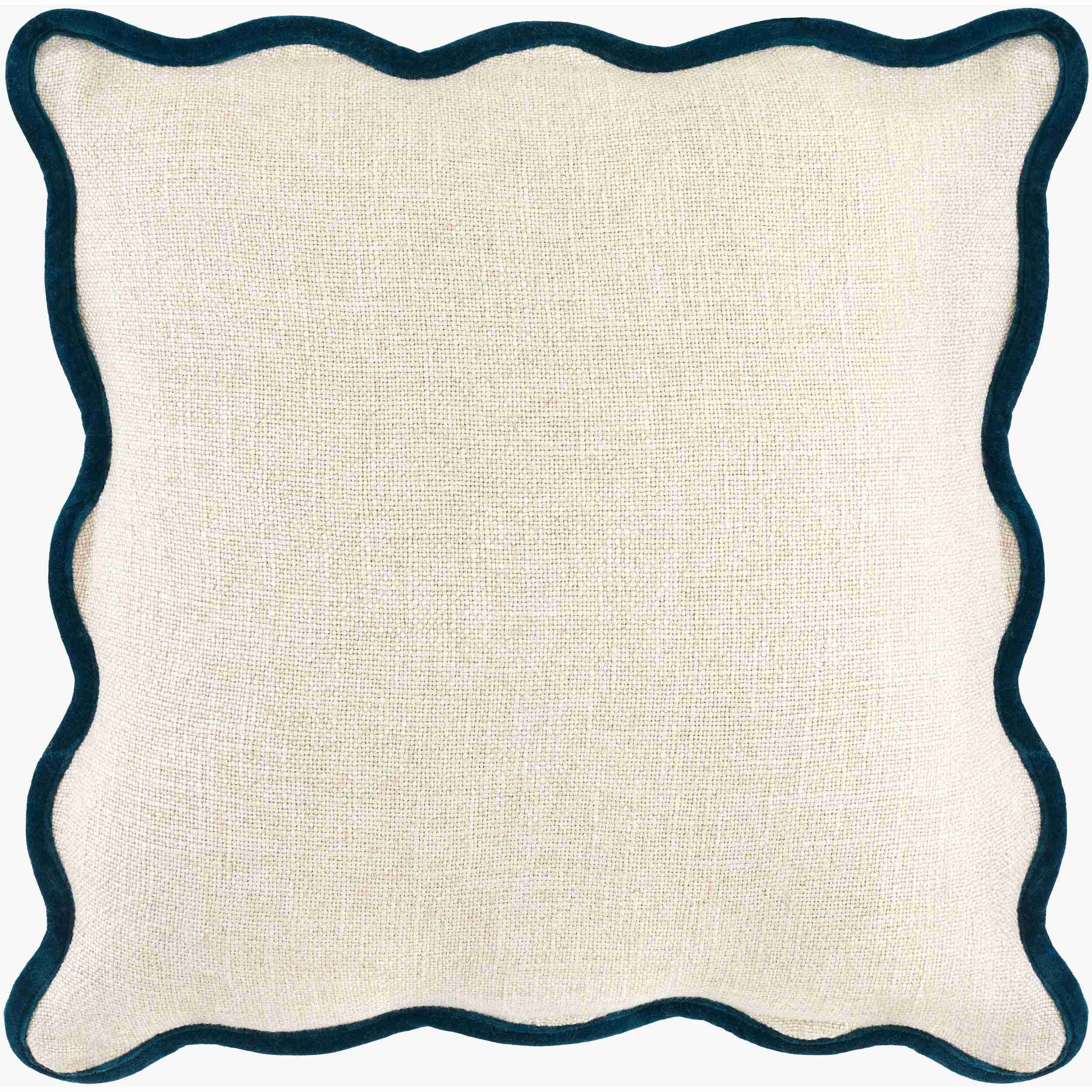 Becki Owens x LIVABLISS Collection Caliza Scalloped Pillow with Sapphire Trim - Image 2