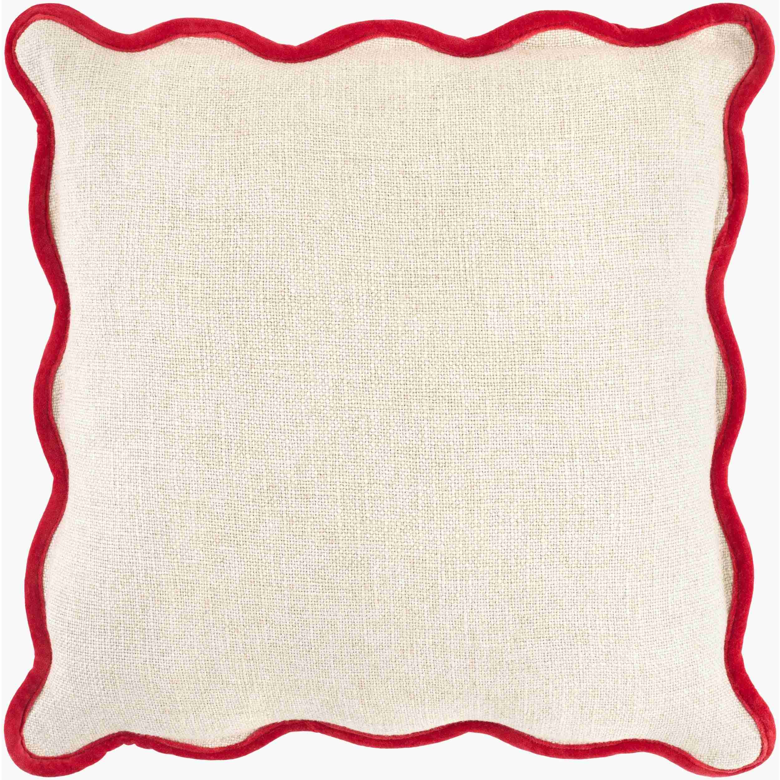 Becki Owens x LIVABLISS Caliza Scalloped Pillow with Scarlet Trim - Image 2