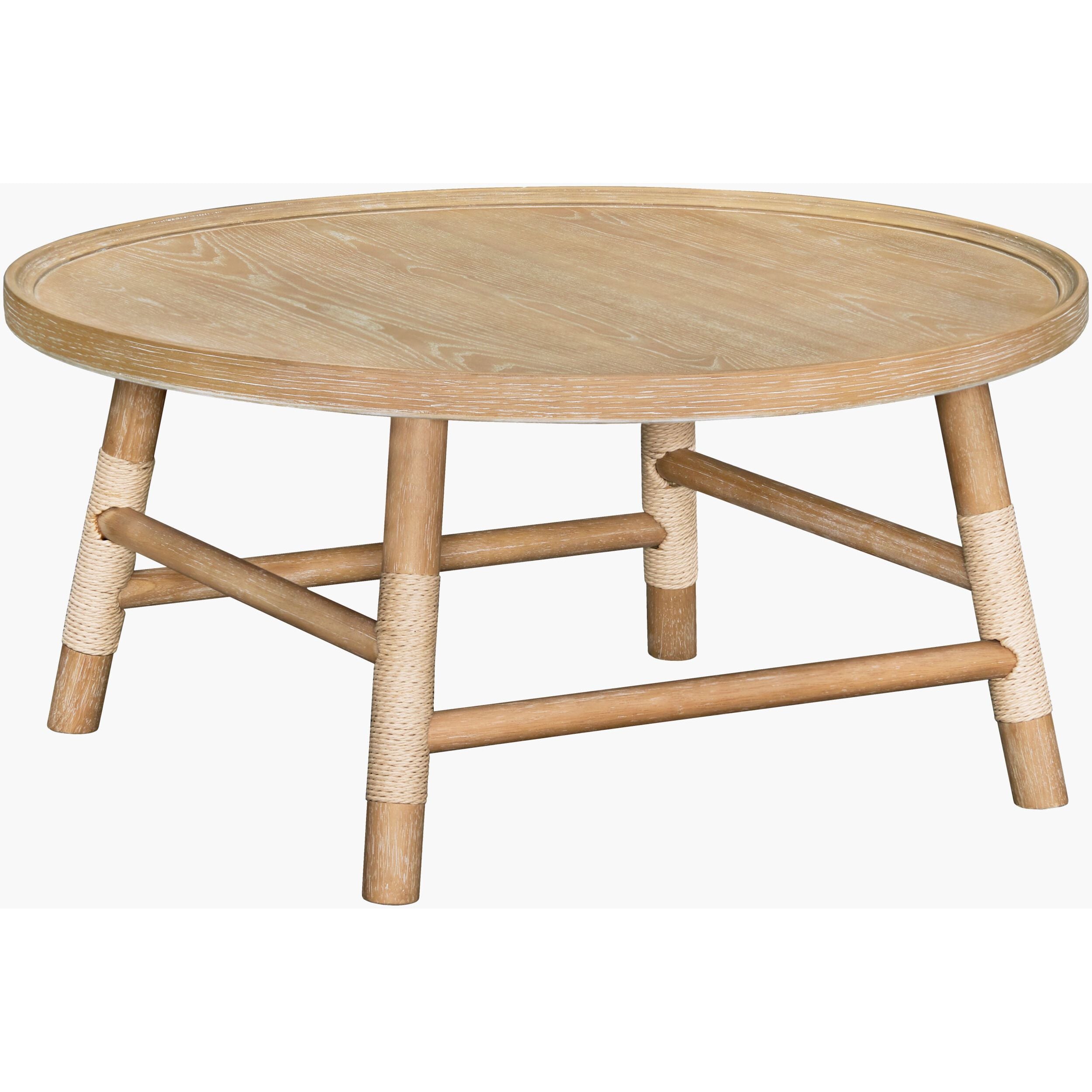 Becki Owens x LIVABLISS Esmarca Coffee Table in Brown with Danish Cord Accents - Image 2