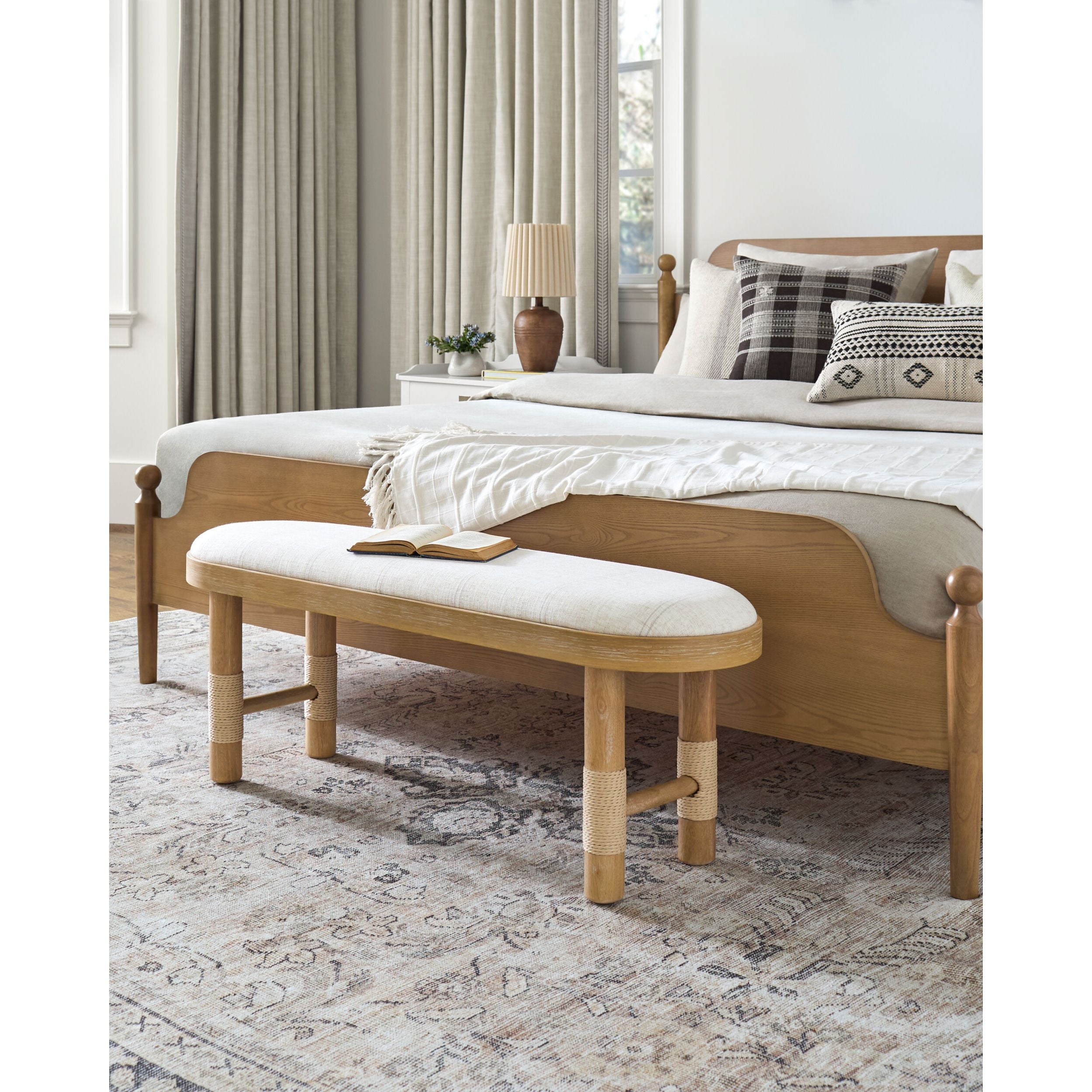 Becki Owens x LIVABLISS Esmarca Upholstered Bench in Light Beige - Image 3