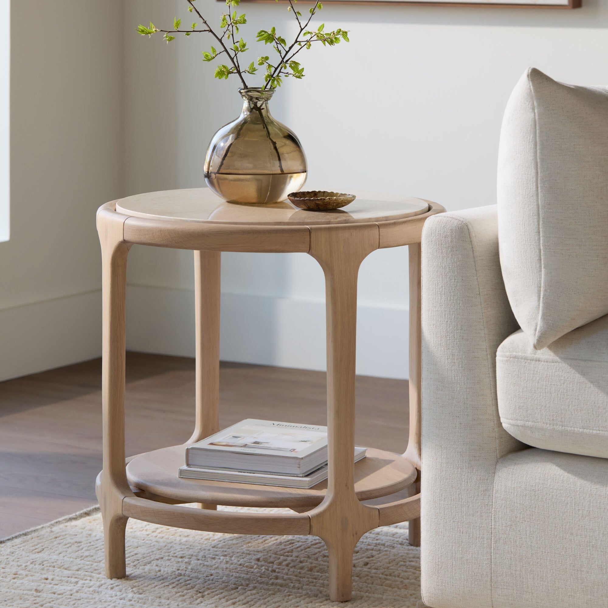 Becki Owens x SURYA  Eve End Table with Marble Inset Top