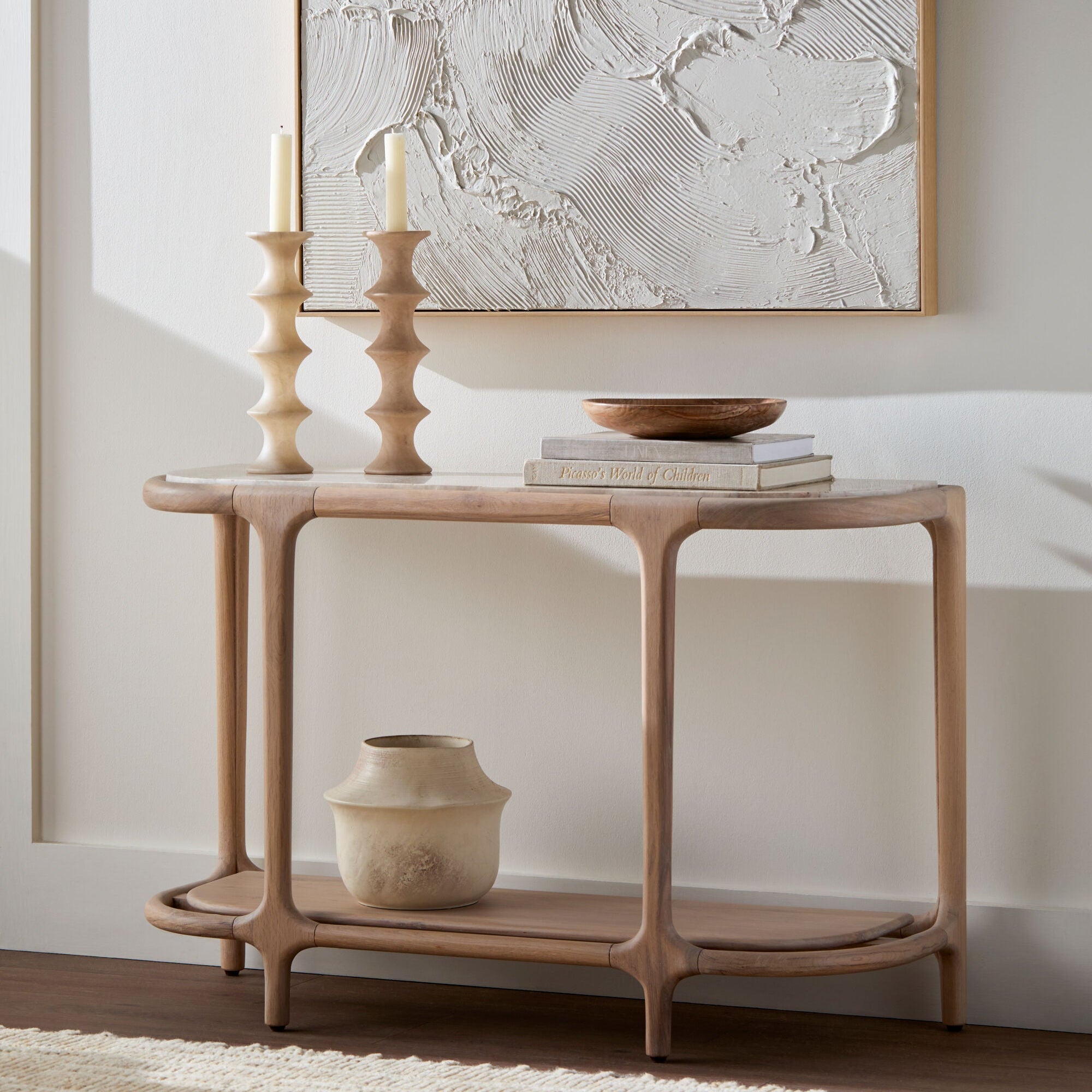 Becki Owens x SURYA Eve Marble Topped Console Table