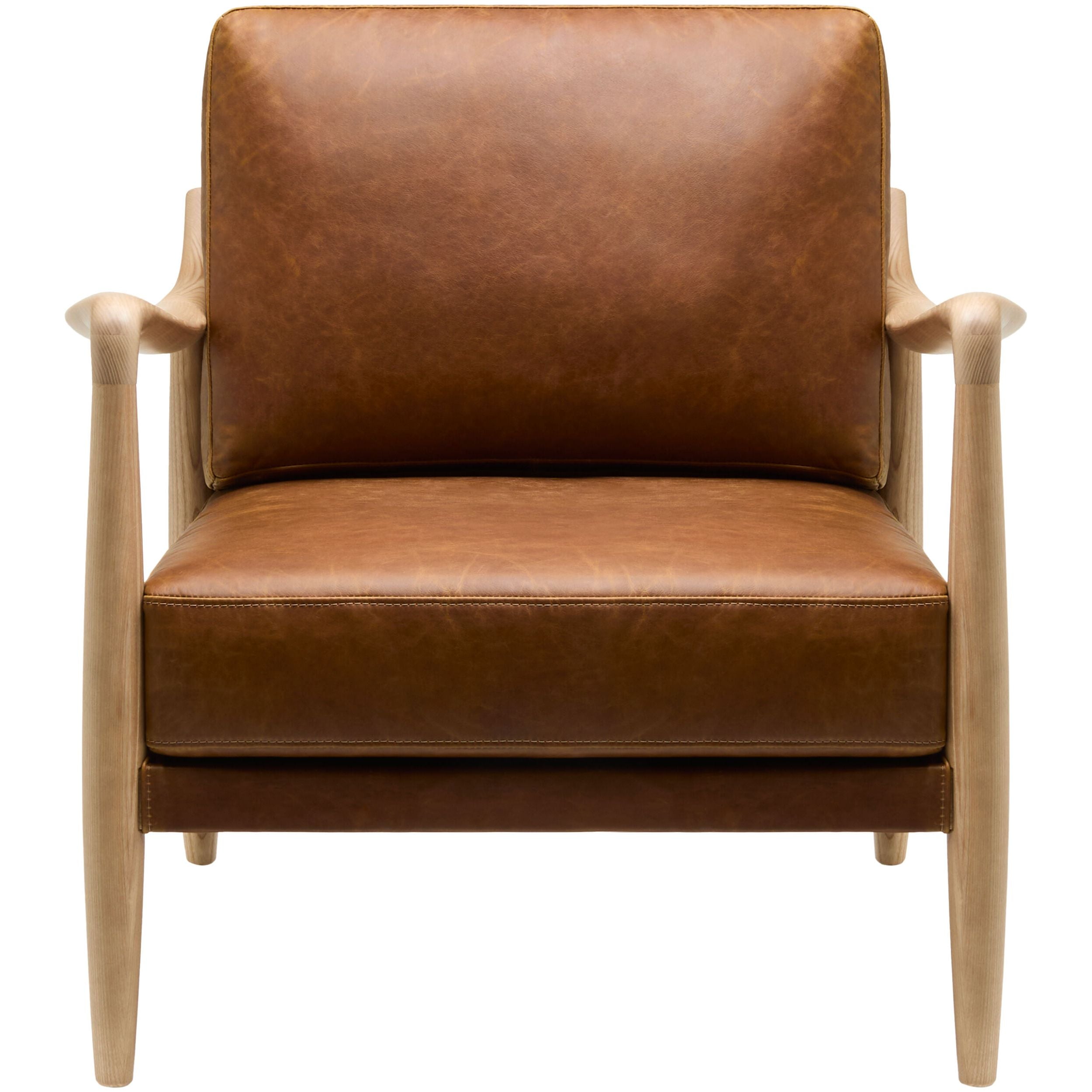 Becki Owens x SURYA Gaviota Accent Chair in Brown Leather - Image 3
