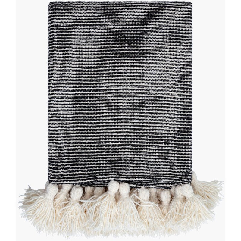 Becki Owens x LIVABLISS Kapri Cotton Throw in Black with White Stripe ~ 50" x 60" - Image 2