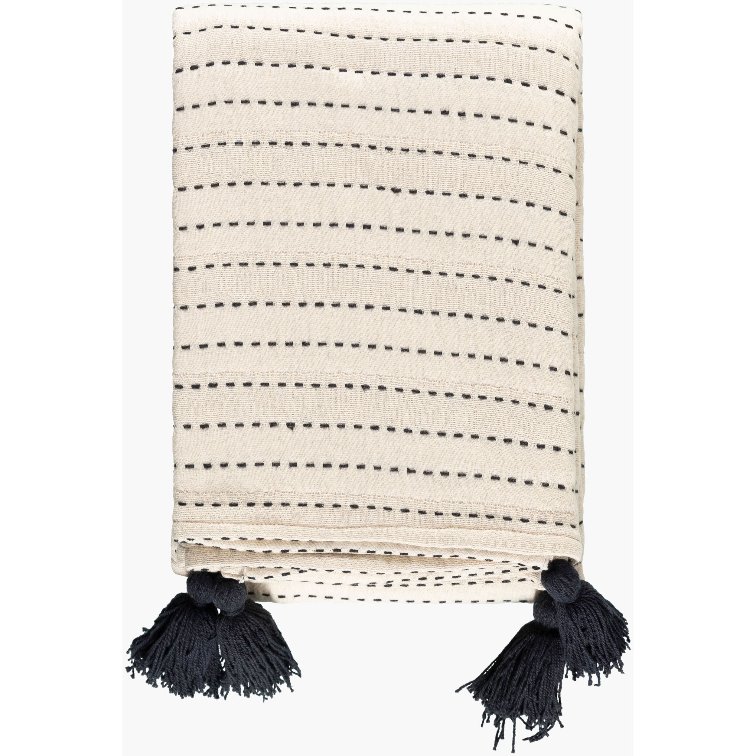 Becki Owens x LIVABLISS Kapri Cotton Throw in Cream with Black Stripe ~ 50" x 60" - Image 2