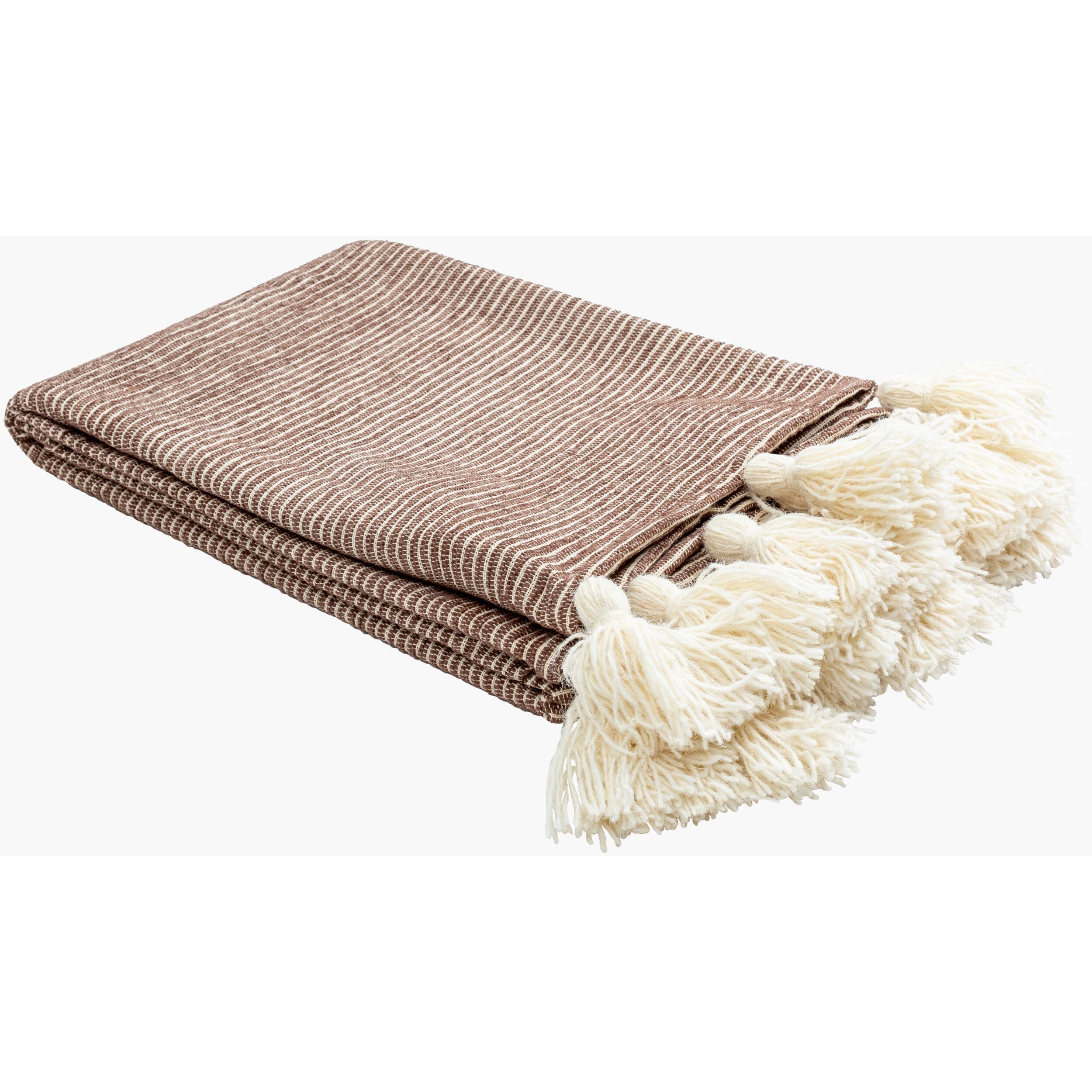 Becki Owens x LIVABLISS Kapri Cotton Throw in Dark Brown with Cream Stripe ~ 50" x 60" - Image 3