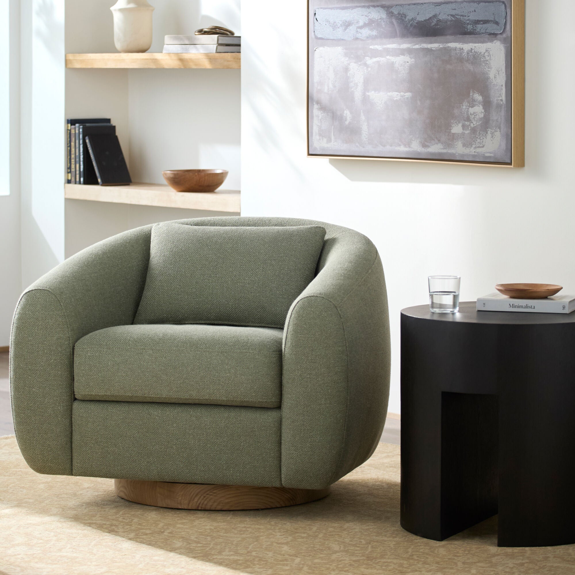 Becki Owens x SURYA Loma Swivel Chair in Grass Green - Image 1