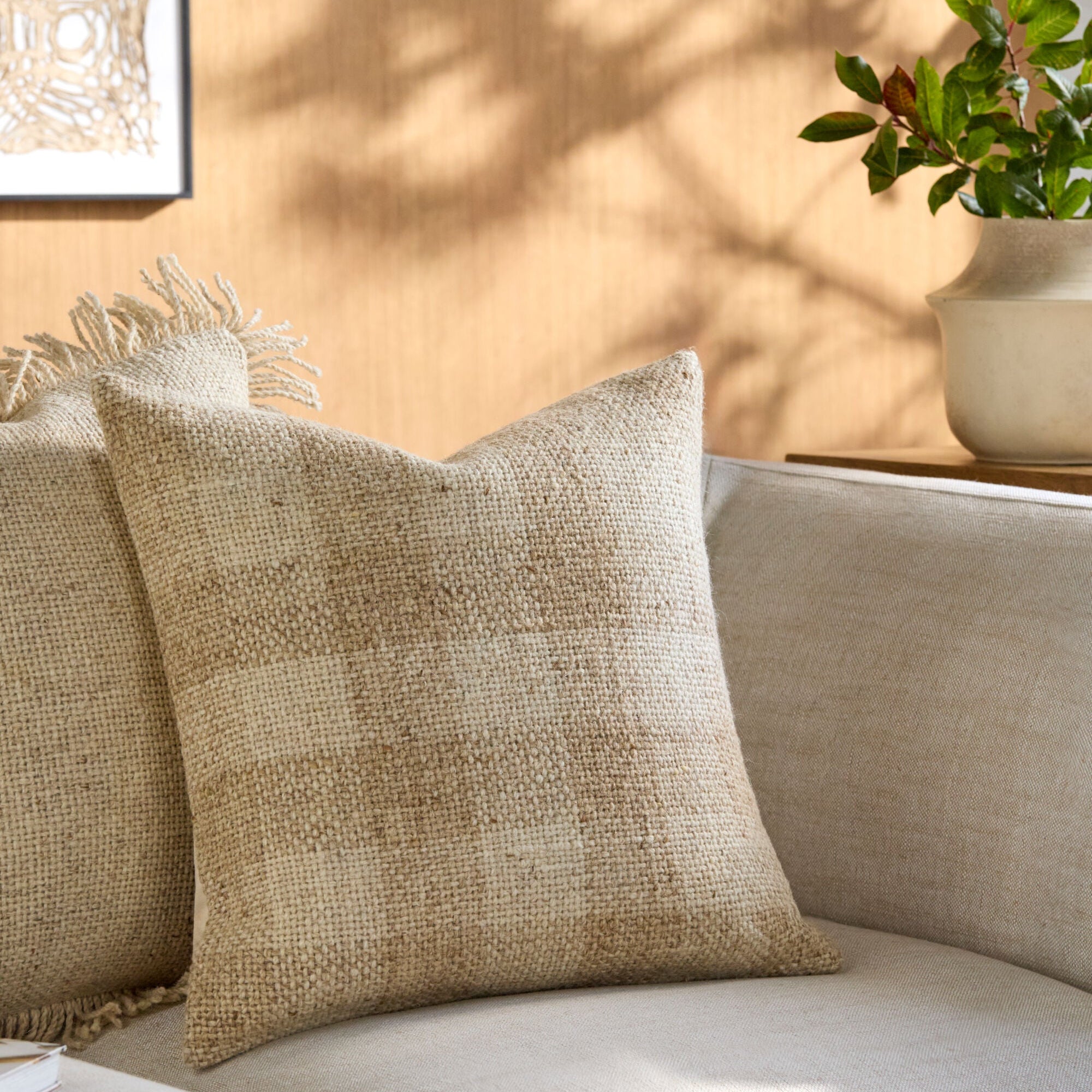 Becki Owens x LIVABLISS Ladera Pillow in Beige and Brown
