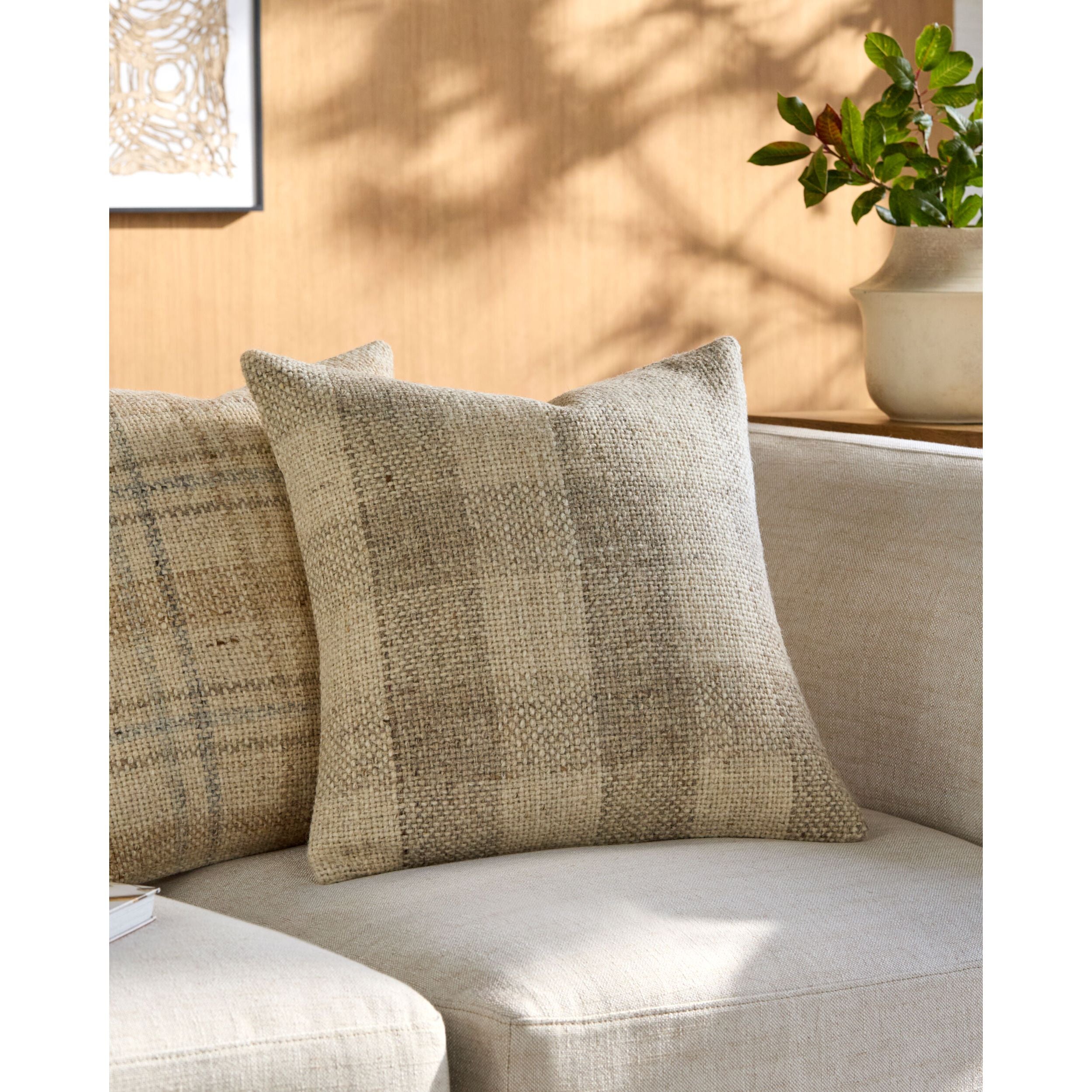 Becki Owens x LIVABLISS Ladera Pillow in Sand and Beige Check - Image 1