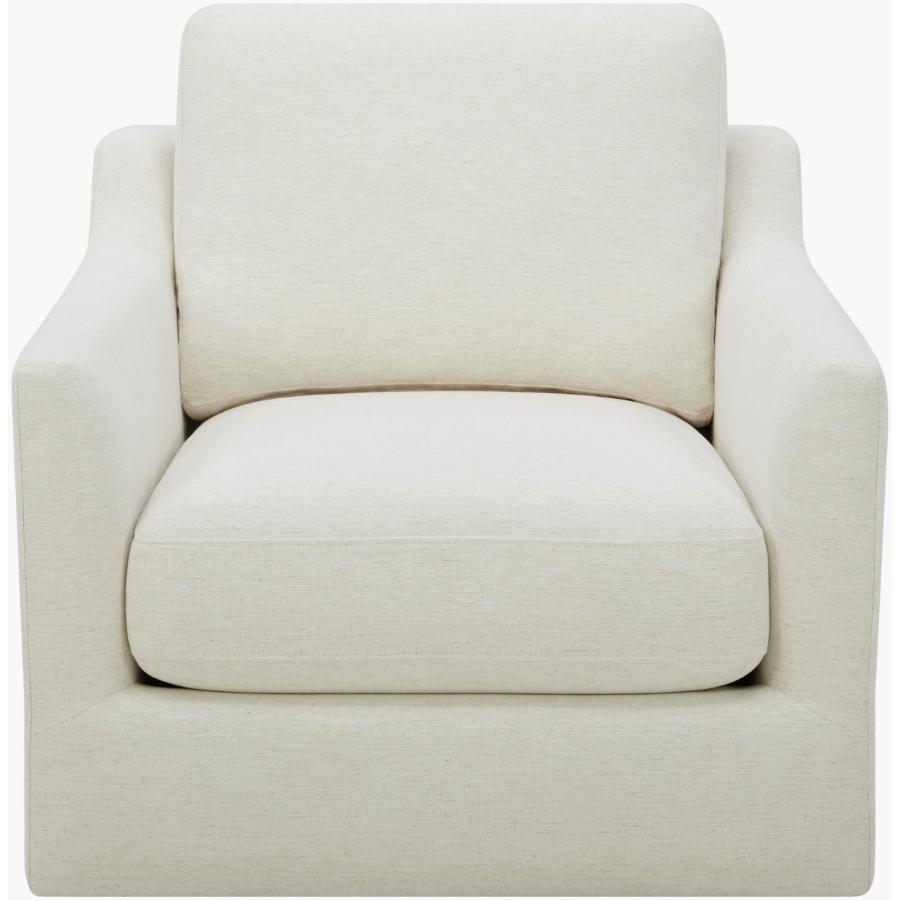 Becki Owens x SURYA Pismo Swivel Glider Chair in Off-White Linen - Image 1