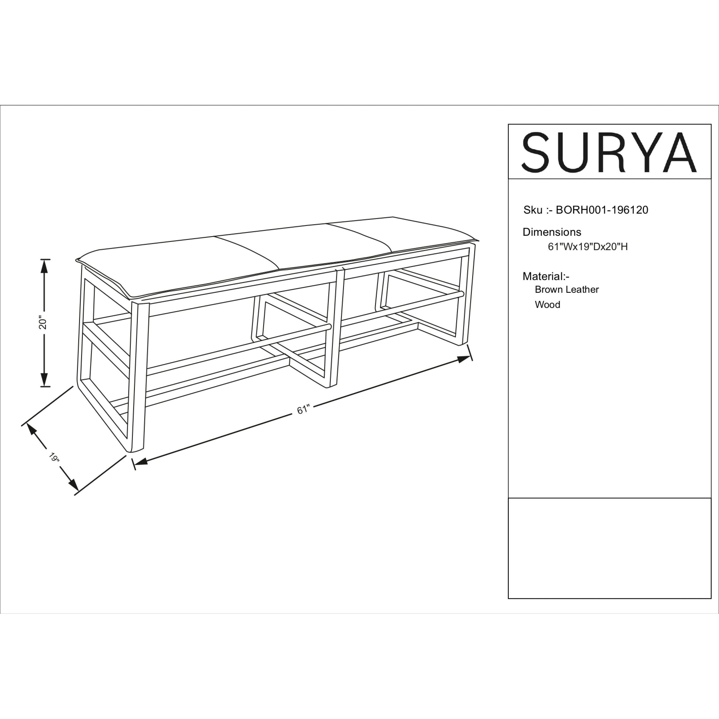 Becki Owens x SURYA Richie Leather, Brass and Wood Bench - Image 2