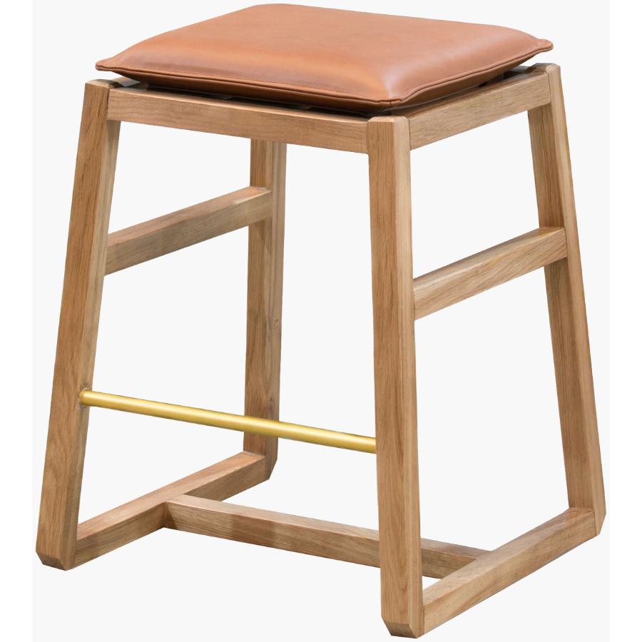 Becki Owens x SURYA Richie Leather, Brass and Wood Counter Stool