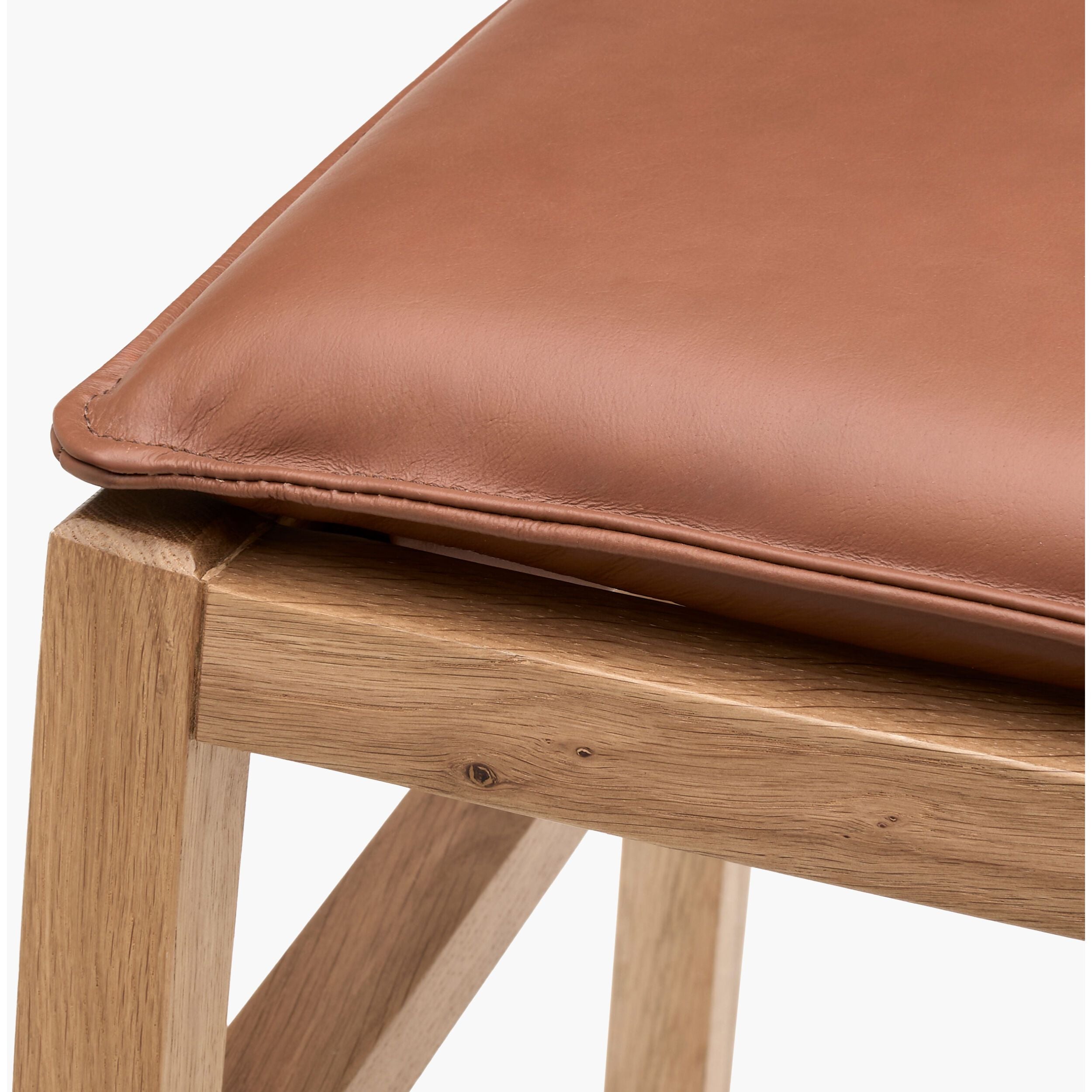 Becki Owens x SURYA Richie Leather, Brass and Wood Counter Stool - Image 3