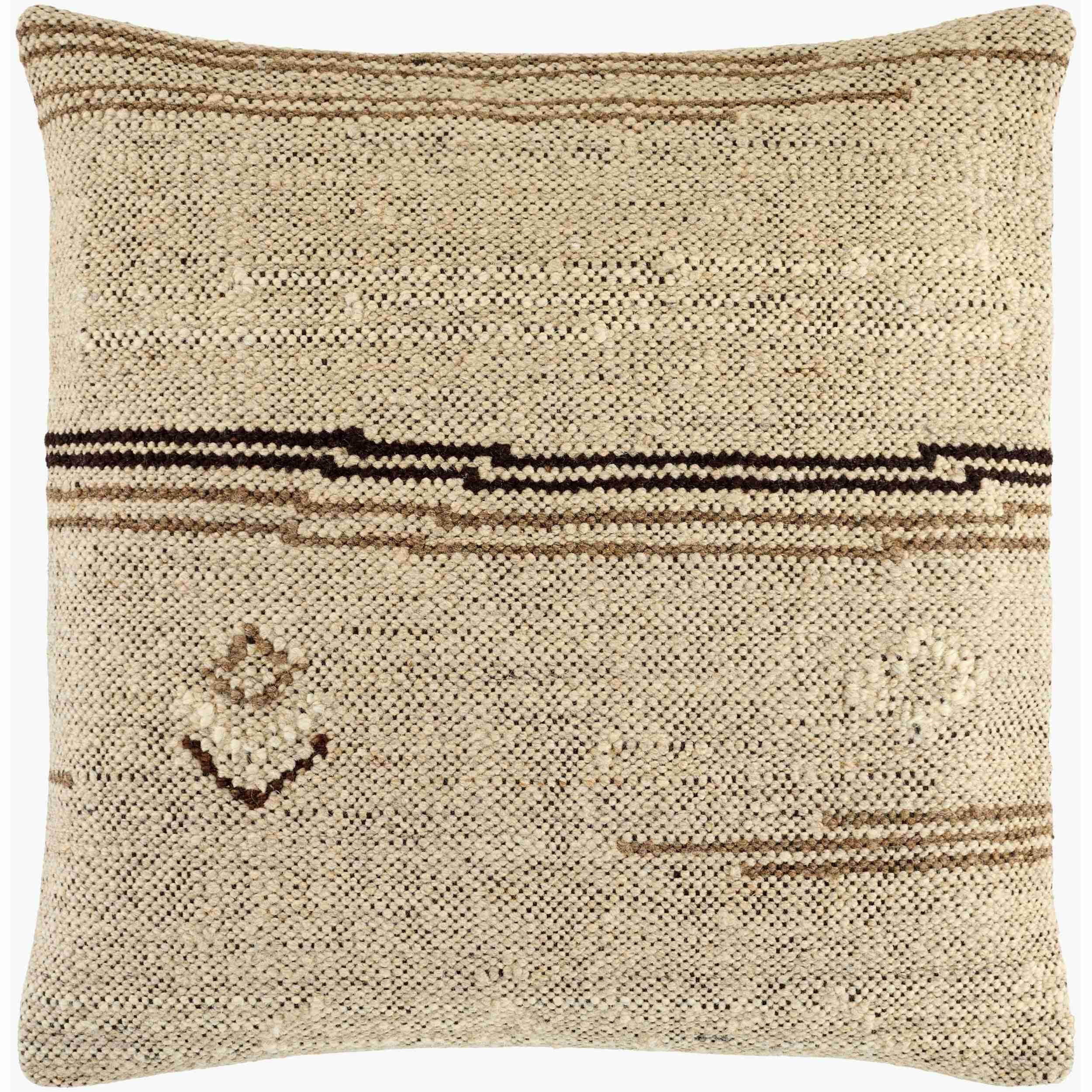 Becki Owens x LIVABLISS Solea Pillow in Cream with Brown Tribal Designs - Image 2