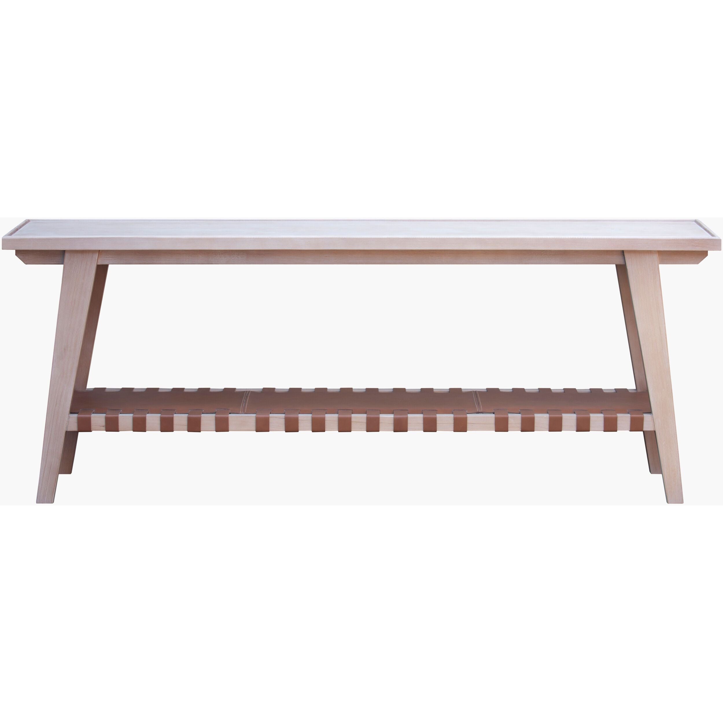 Becki Owens x SURYA Solano Taft Hemlock Wood and Leather Console Table - Image 3