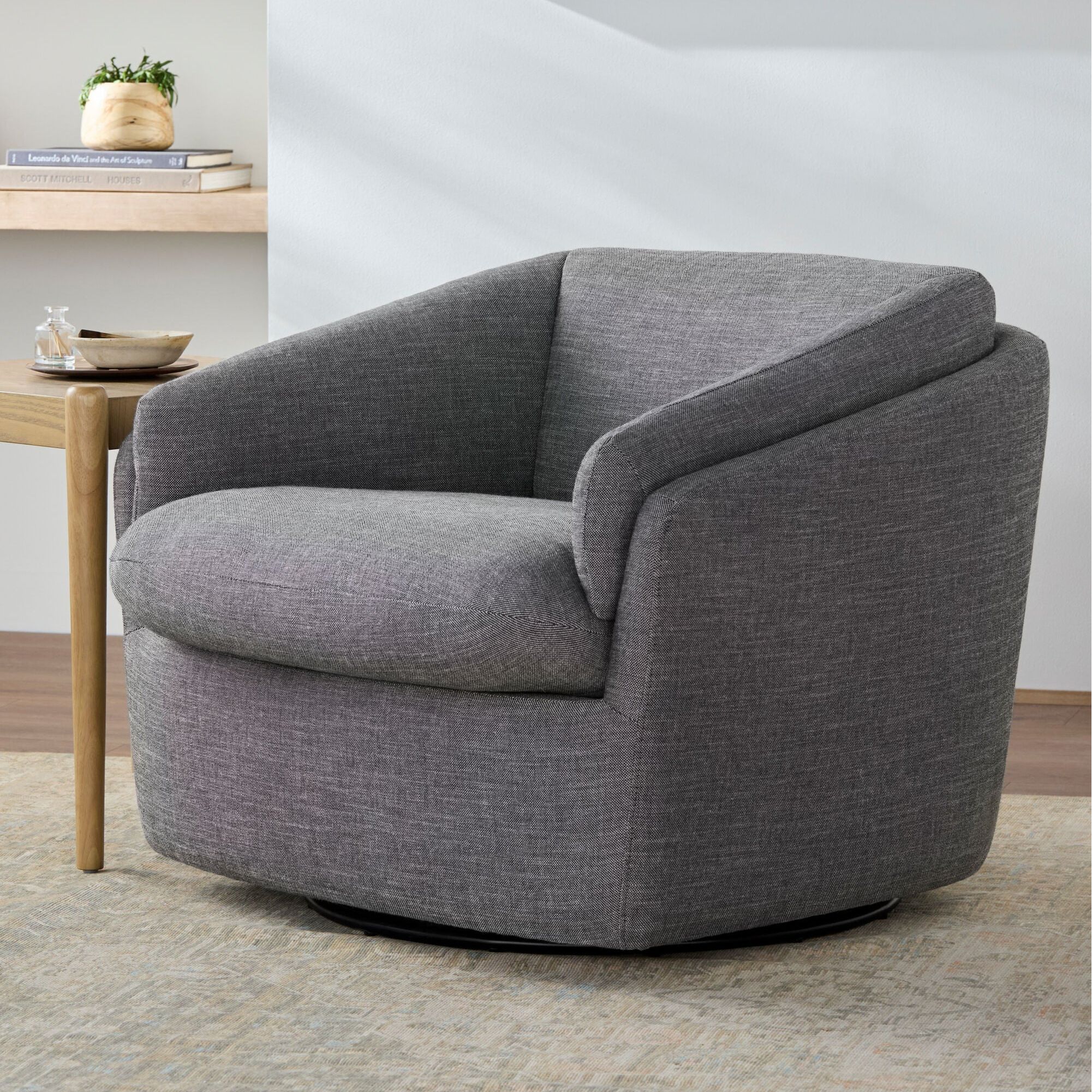 Becki Owens x SURYA Torrey Swivel Chair in Gray - Image 1