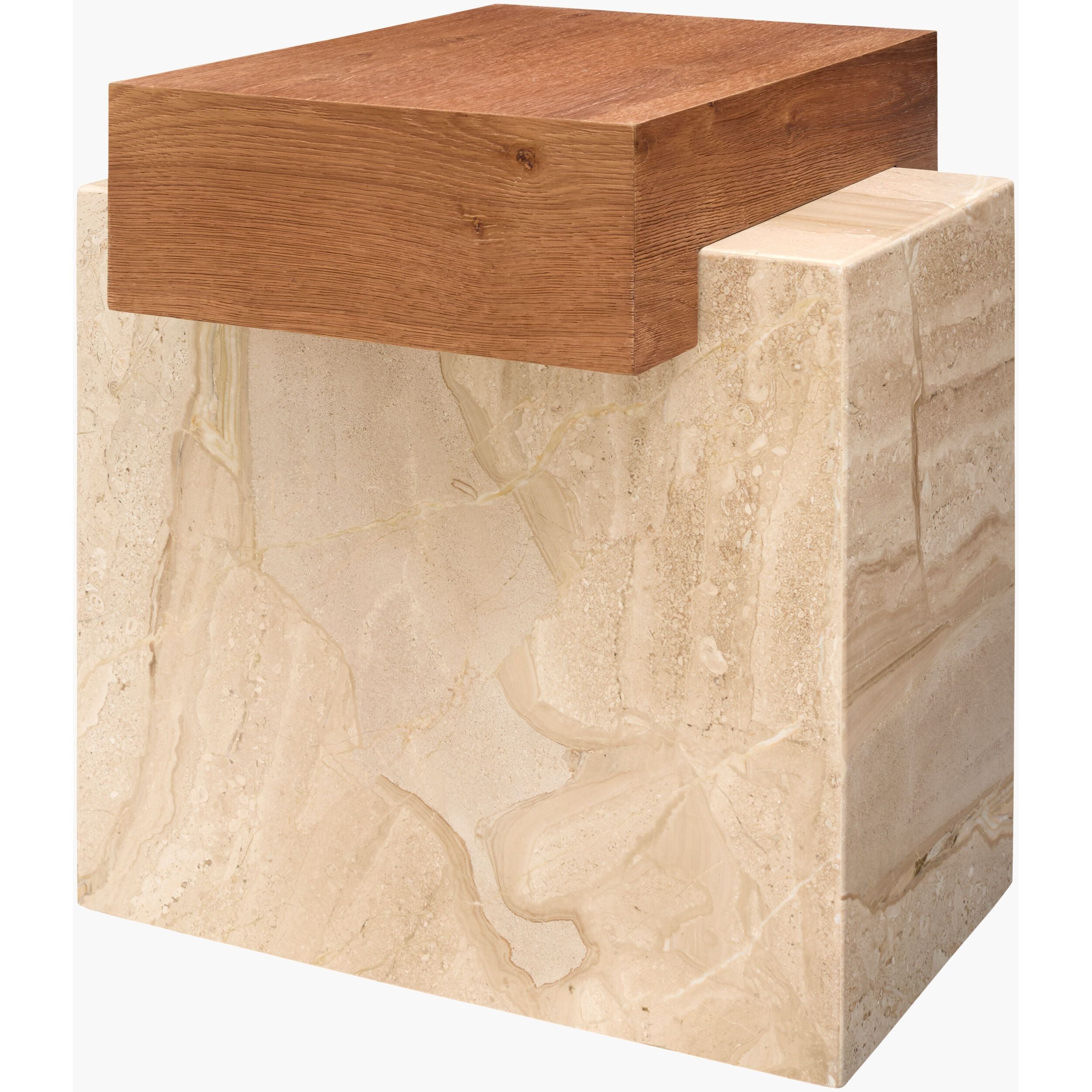 Becki Owens x SURYA Tulare Marble and Wood End Table - Image 2