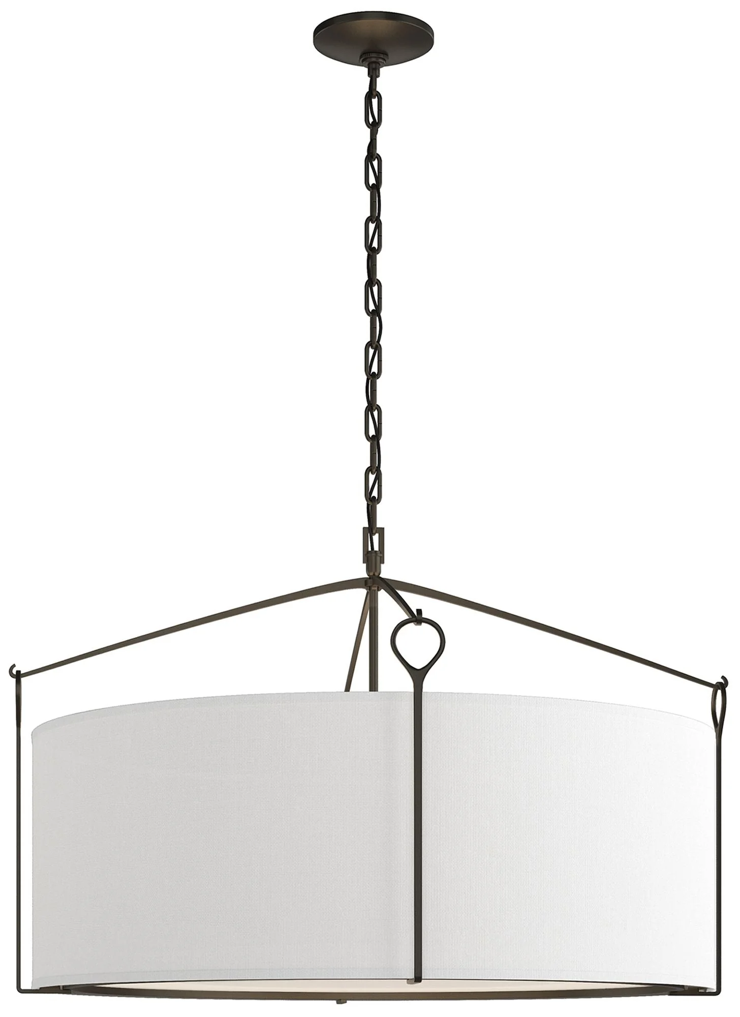 Bow Large Pendant - Black Finish - Natural Anna Shade - Image 1