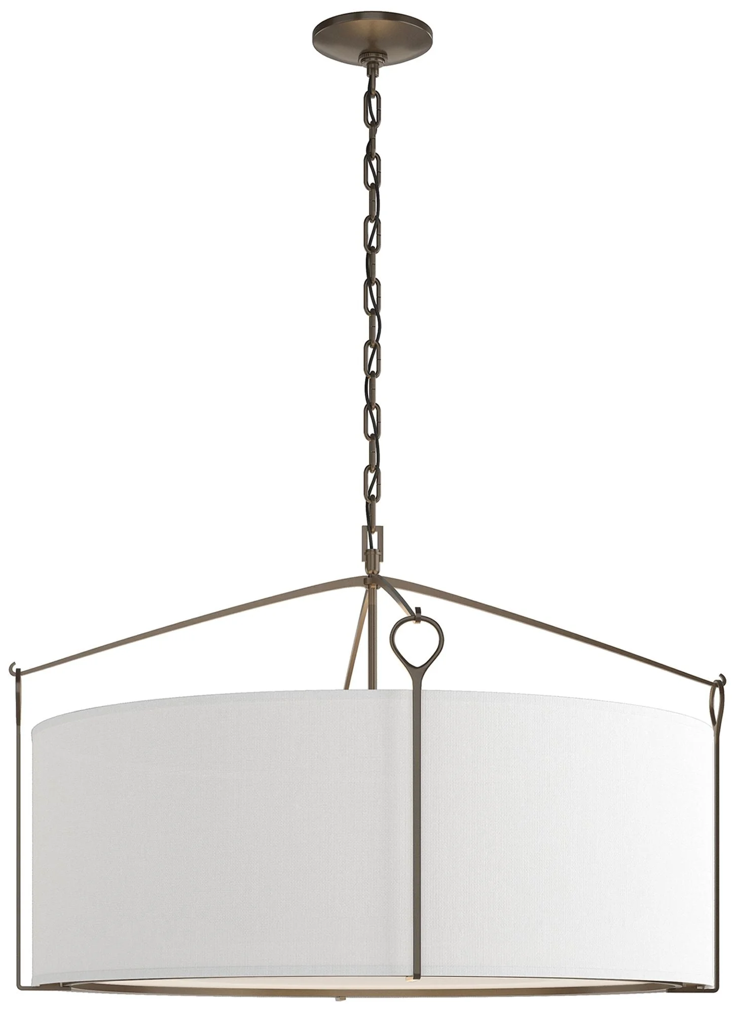 Bow Large Pendant - Bronze Finish - Natural Anna Shade - Image 1