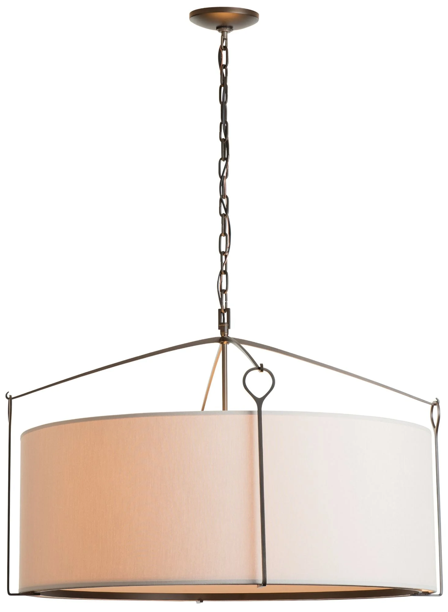 Bow Large Pendant - Dark Smoke Finish - Flax Shade - Image 1