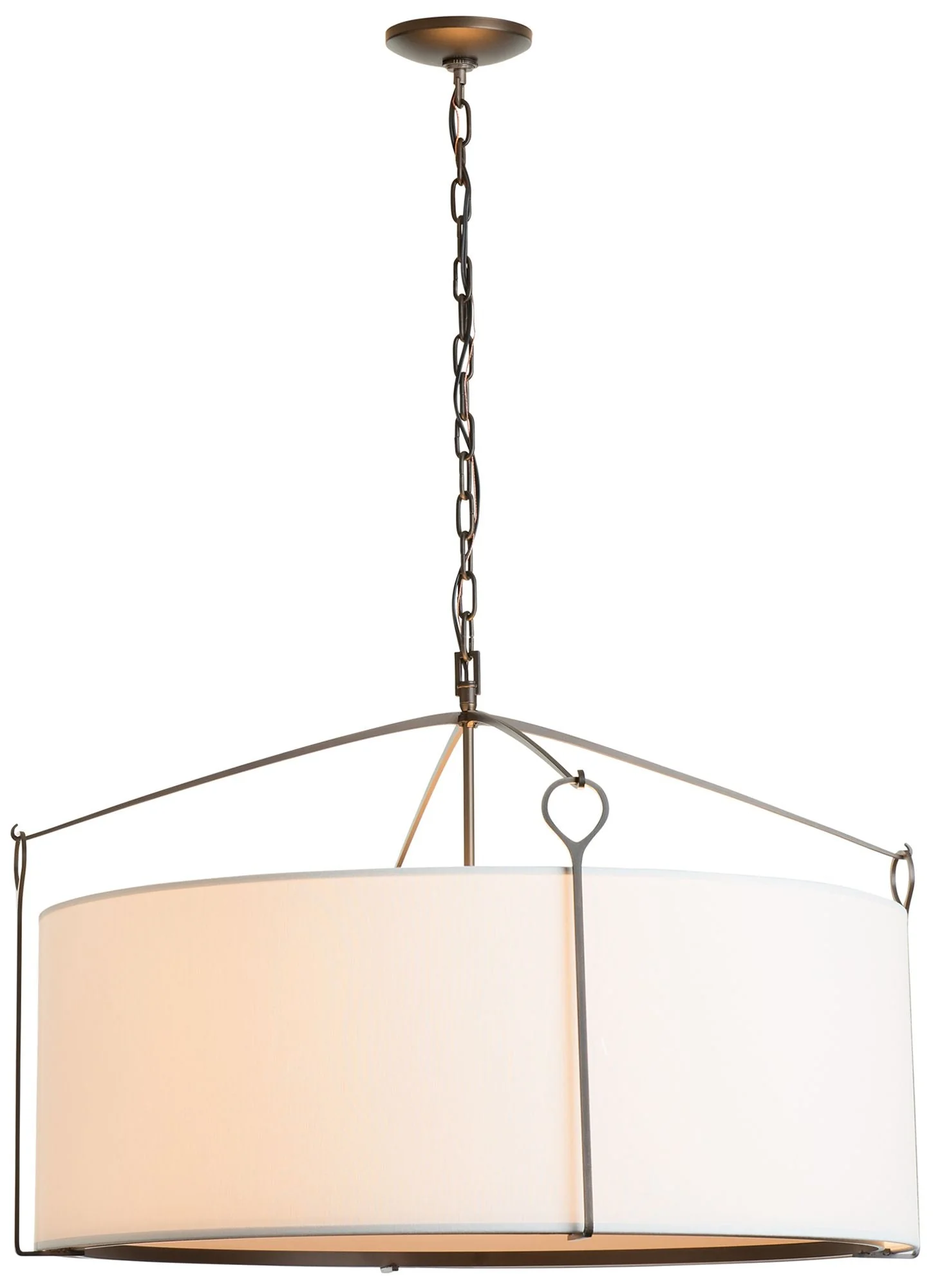 Bow Large Pendant - Dark Smoke Finish - Natural Anna Shade - Image 1