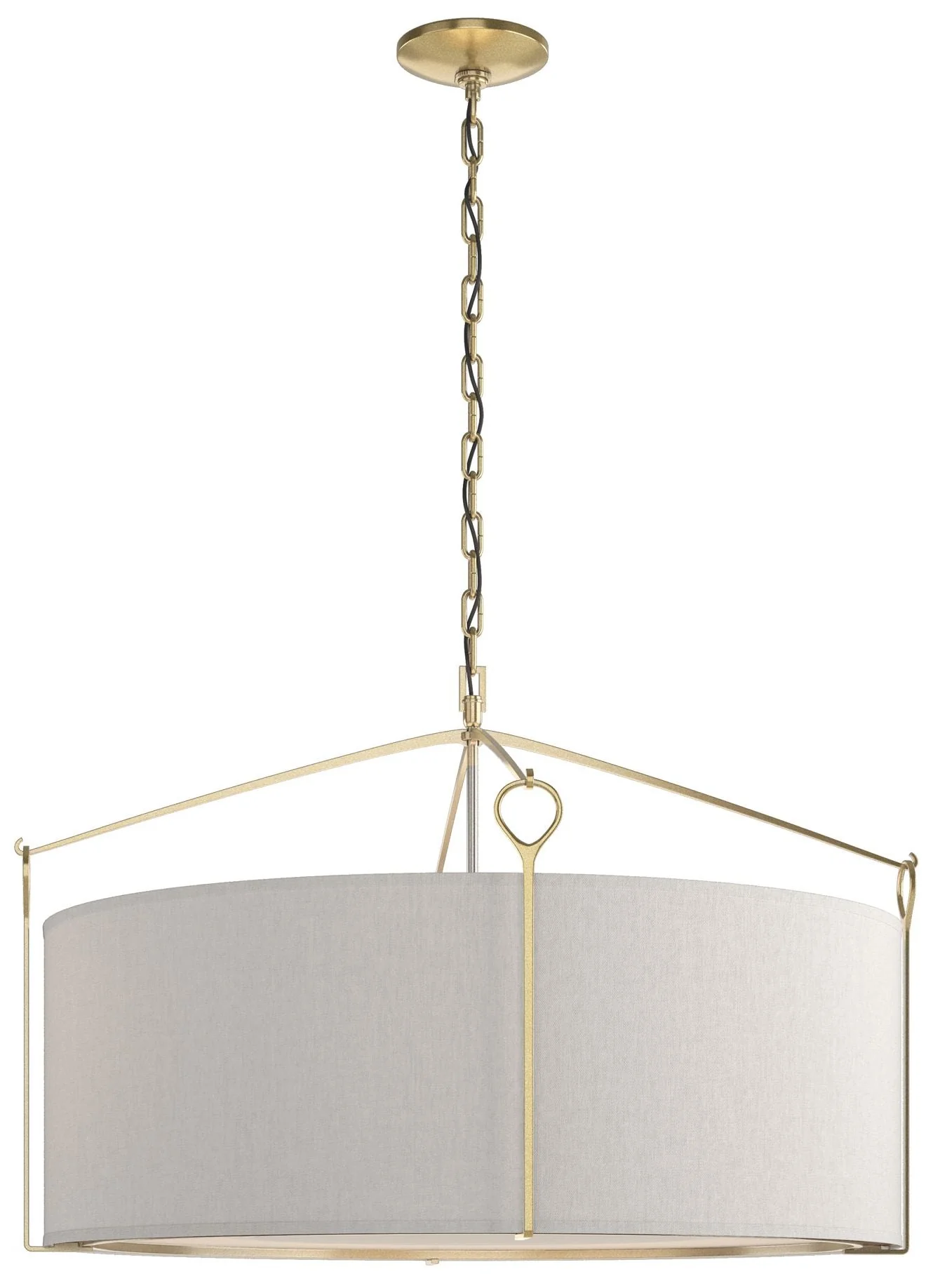 Bow Large Pendant - Modern Brass - Flax Shade - Image 1