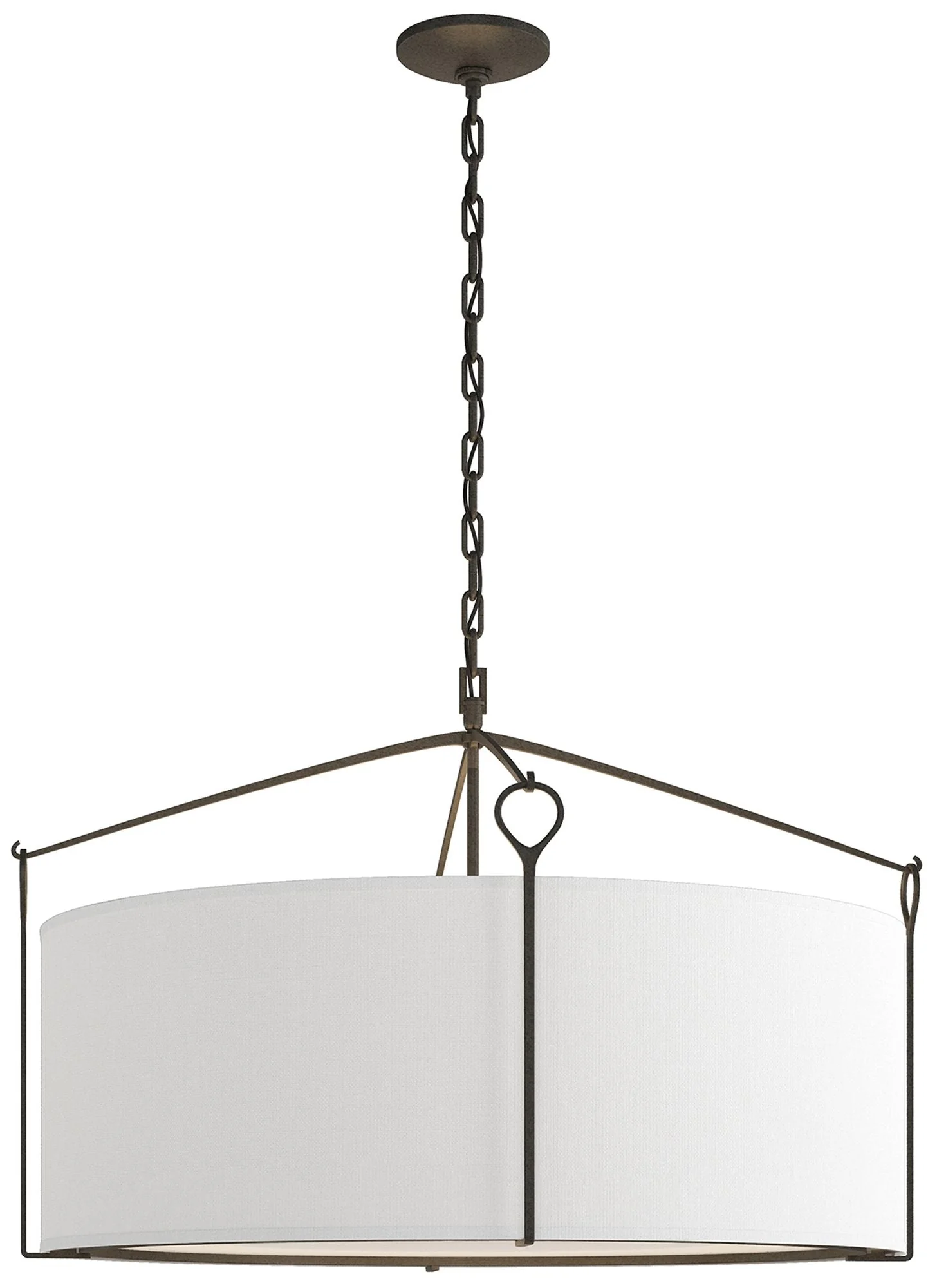 Bow Large Pendant - Natural Iron Finish - Natural Anna Shade - Image 1