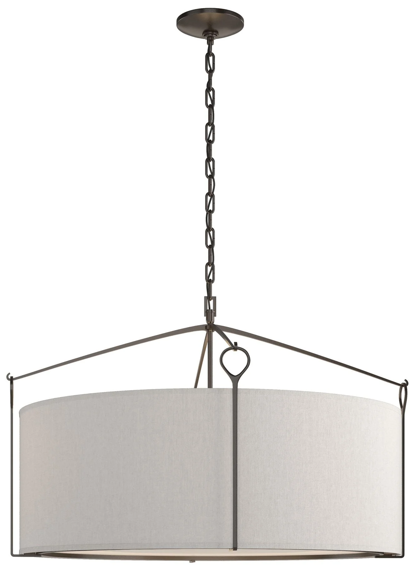 Bow Large Pendant - Oil Rubbed Bronze - Flax Shade - Image 1
