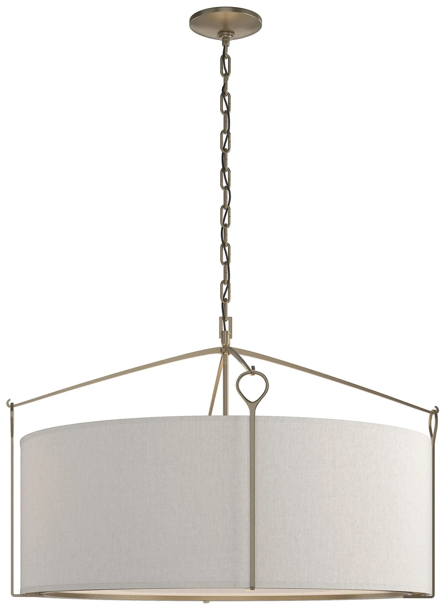 Bow Large Pendant - Soft Gold Finish - Flax Shade - Image 1