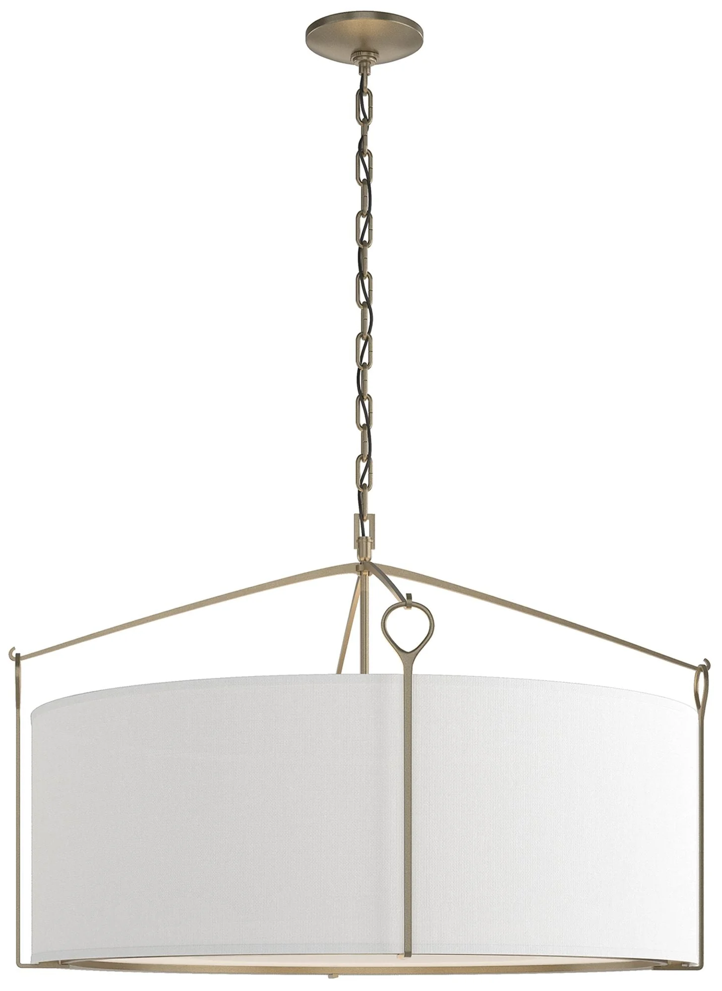 Bow Large Pendant - Soft Gold Finish - Natural Anna Shade - Image 1
