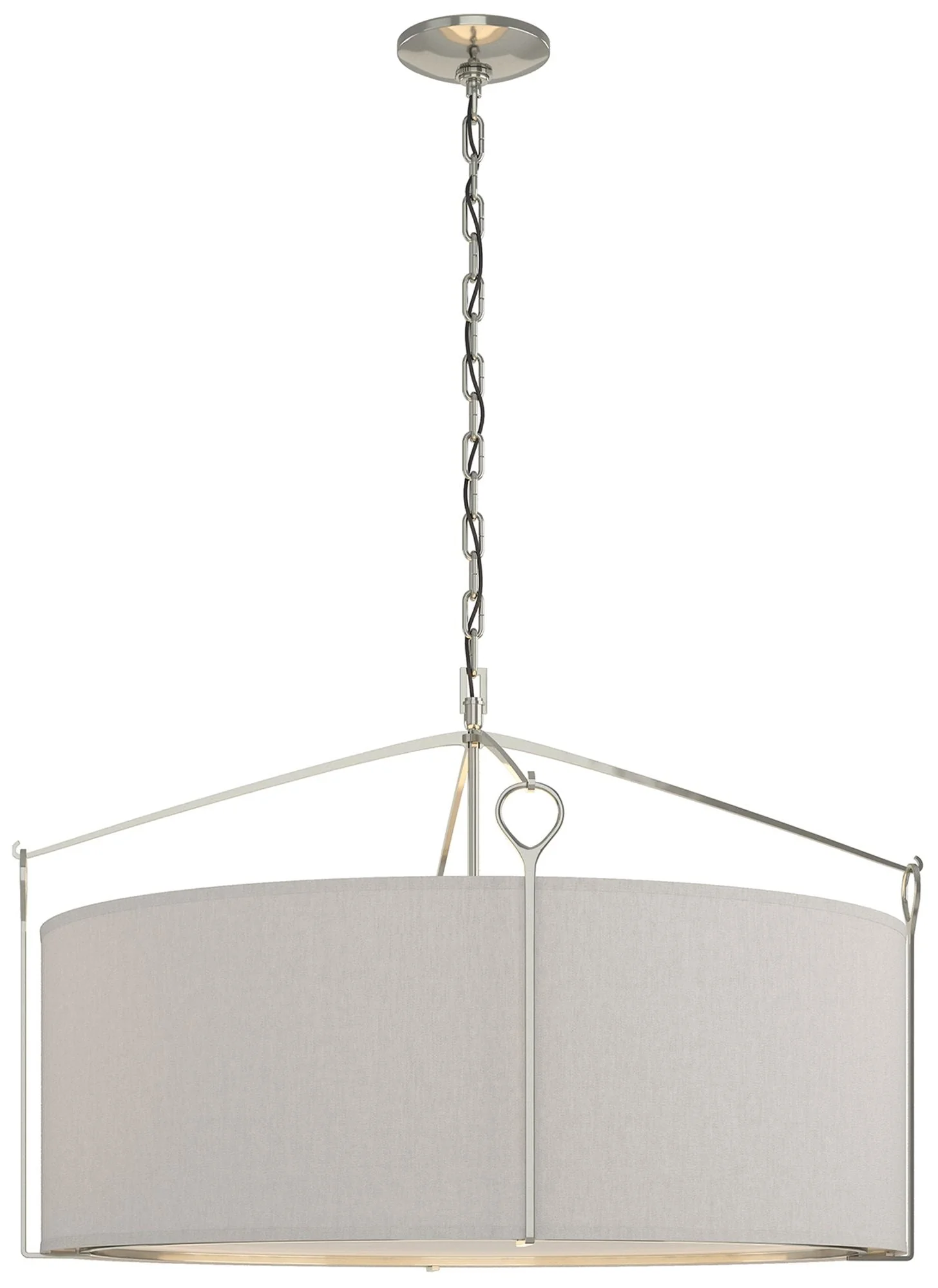 Bow Large Pendant - Sterling Finish - Flax Shade - Image 1